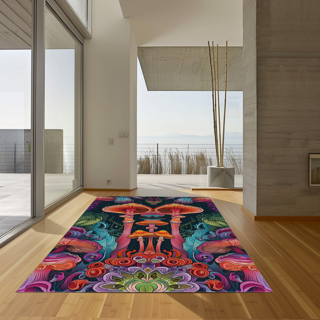 Enchanted Giant Forest Mushrooms Non-Slip Rug