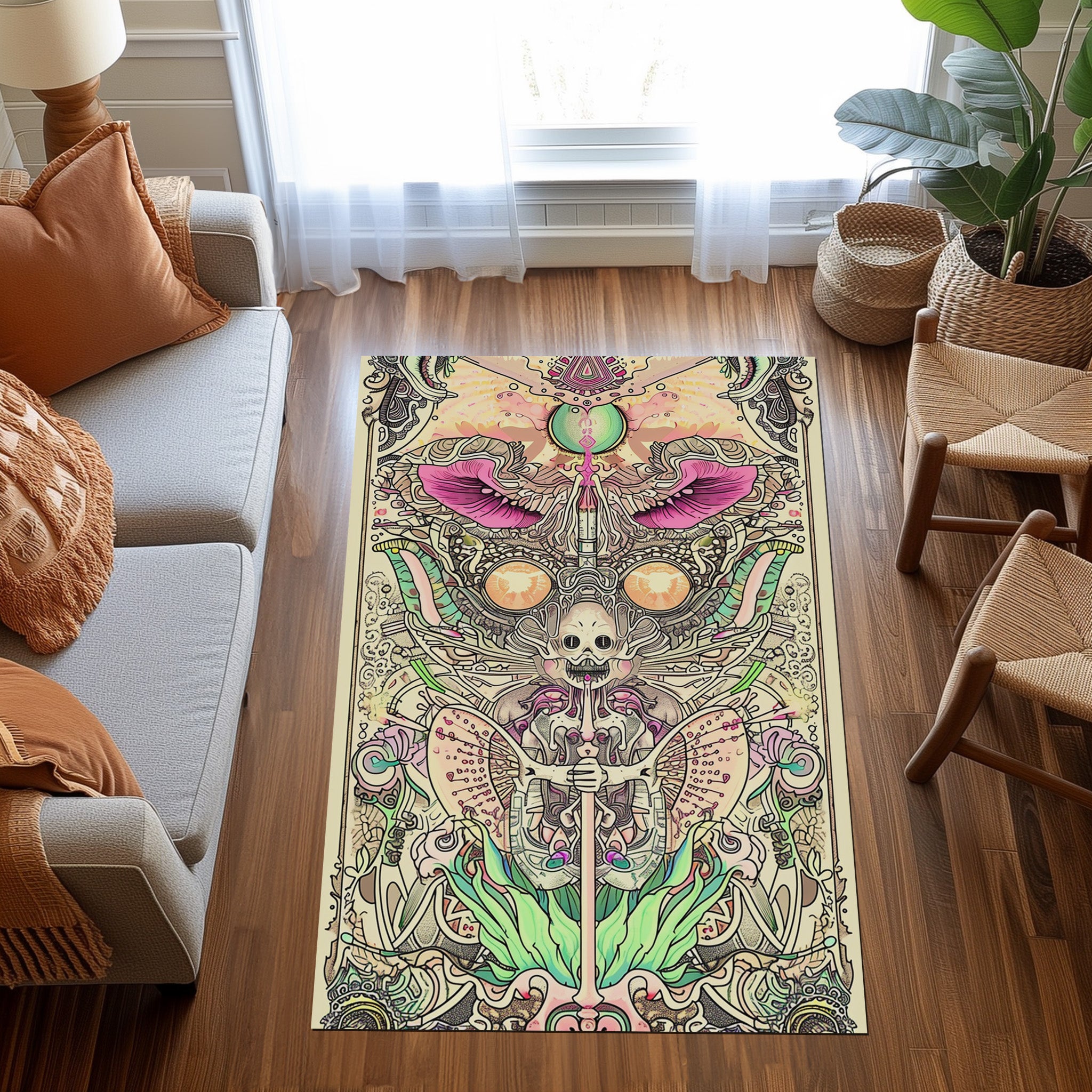 Colouring Book Page Of Pixie With A Wand And Magic Herb Non-Slip Rug