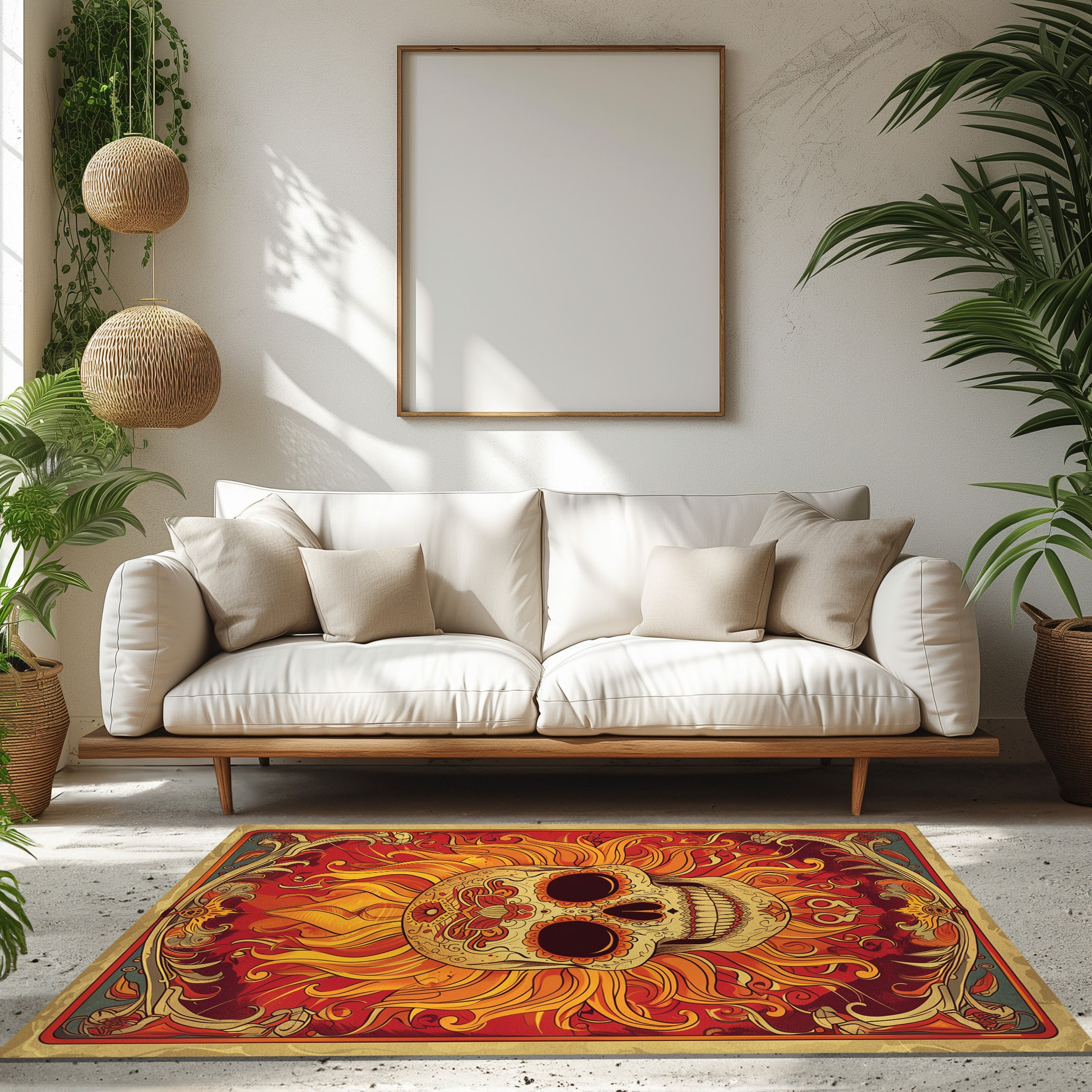 Mexican Skull Tarot Card Non-Slip Rug