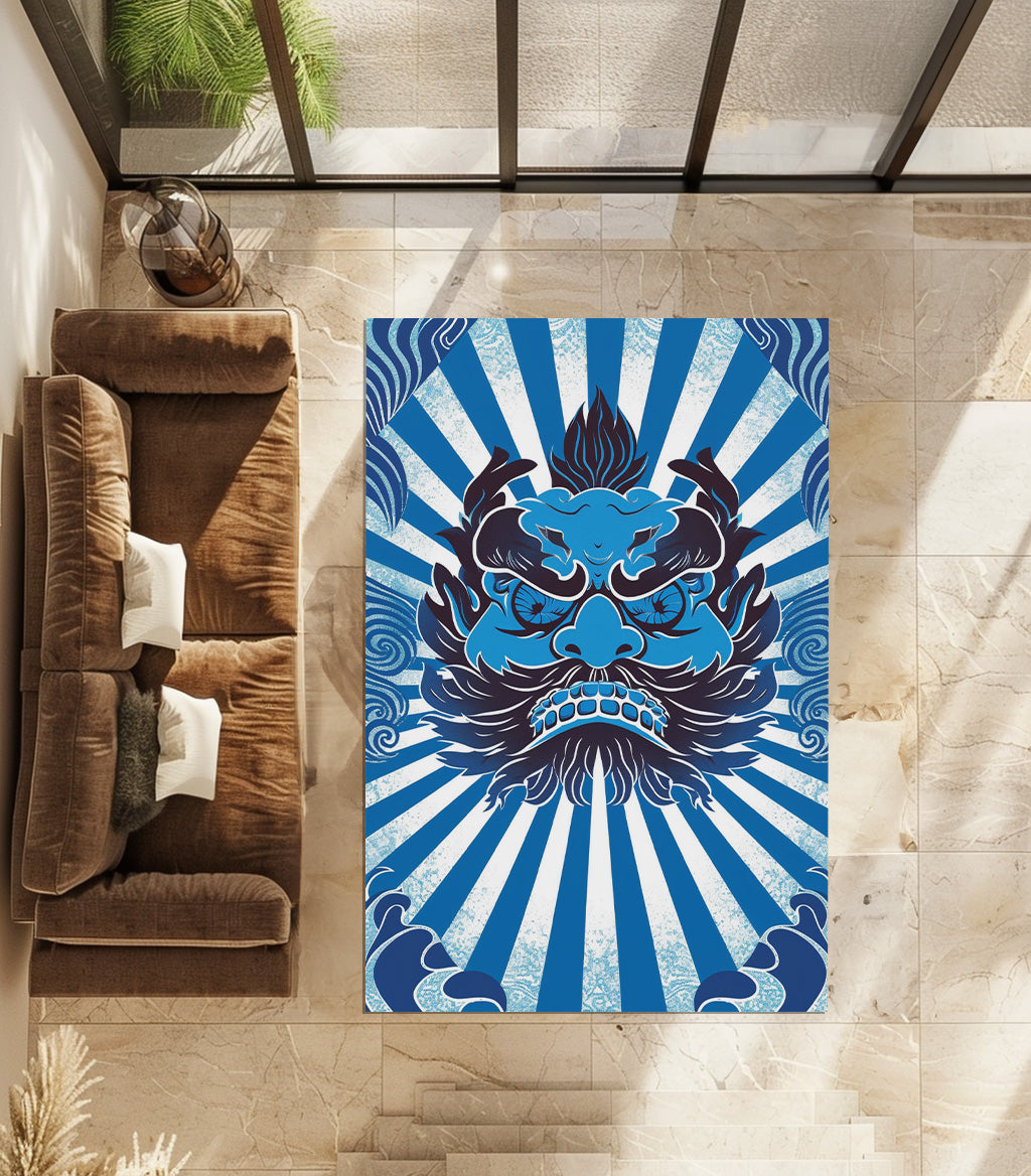 Central Blue Tengu Non-Slip Rug