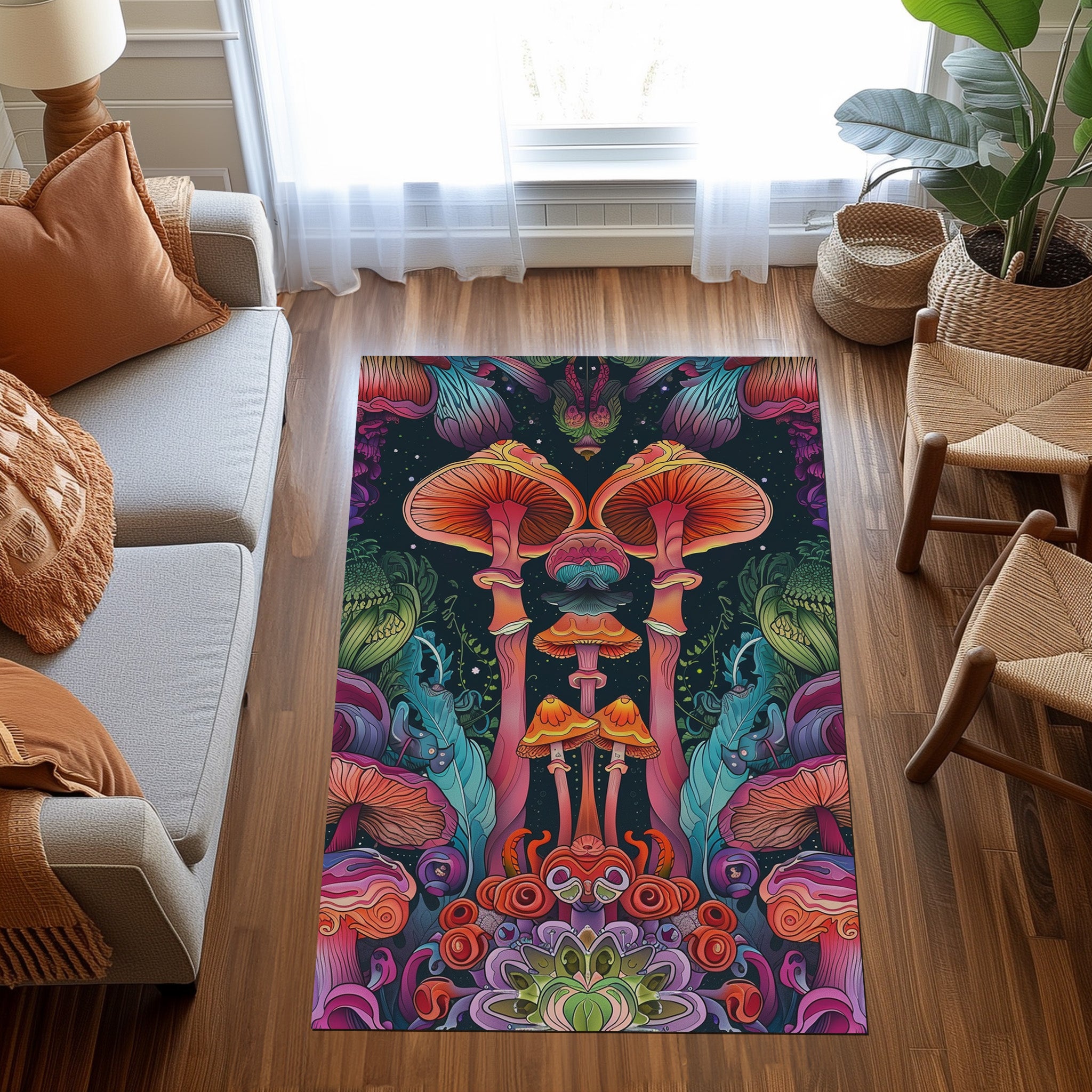 Enchanted Giant Forest Mushrooms Non-Slip Rug