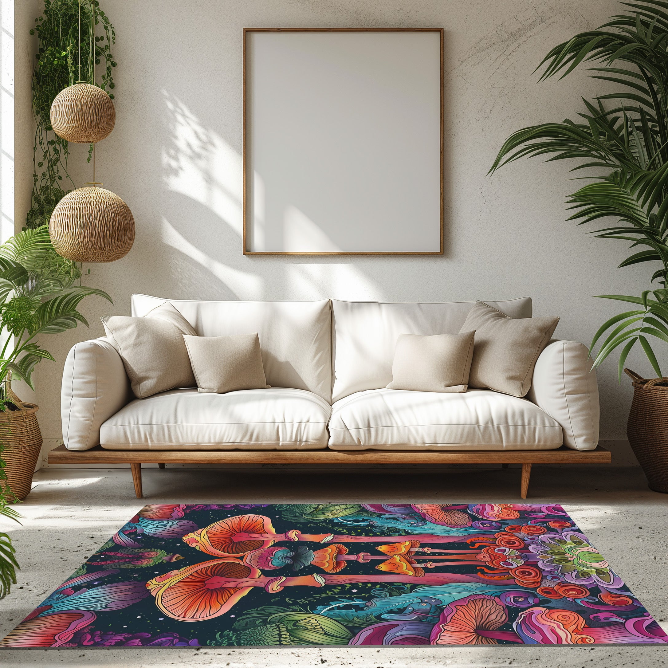 Enchanted Giant Forest Mushrooms Non-Slip Rug