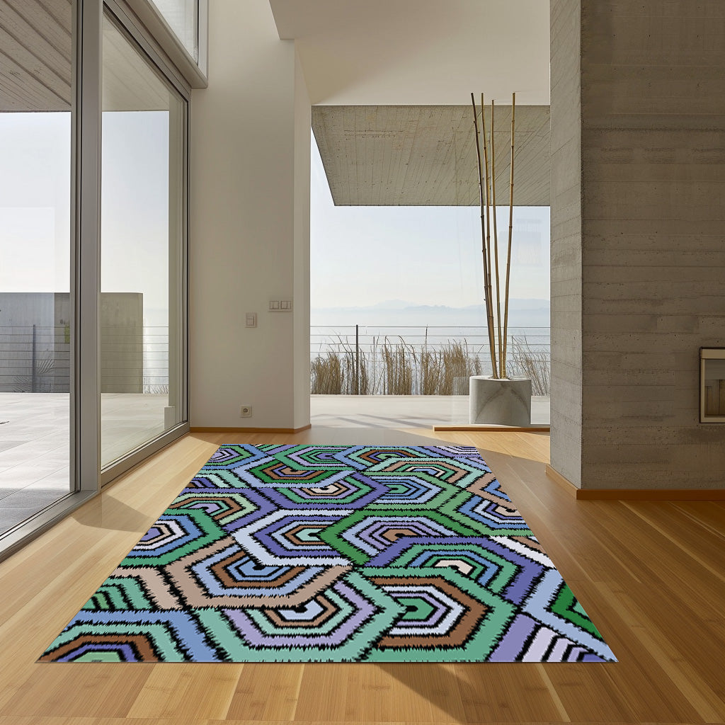 Geometric Designed Rug Non-Slip Rug