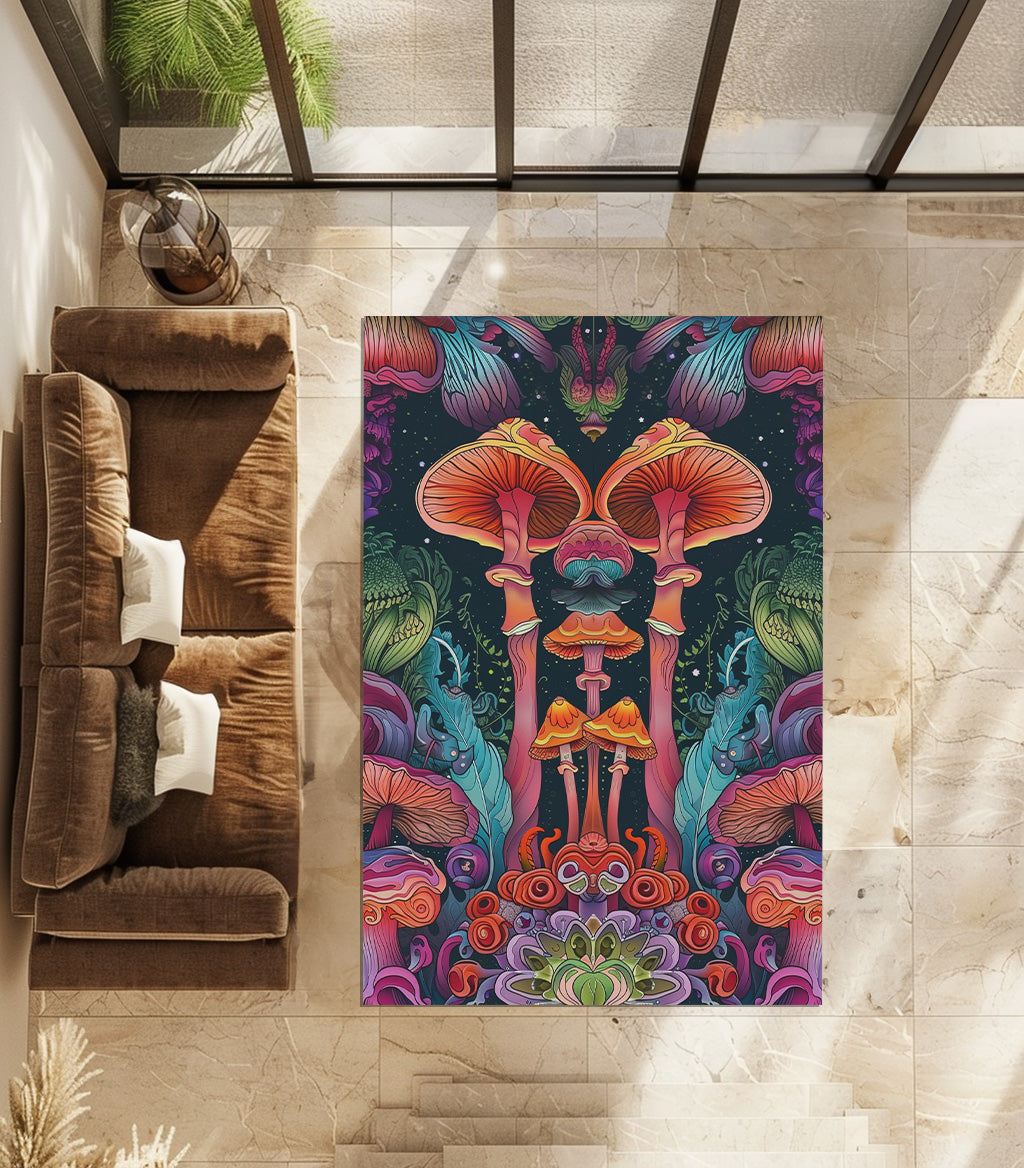 Enchanted Giant Forest Mushrooms Non-Slip Rug