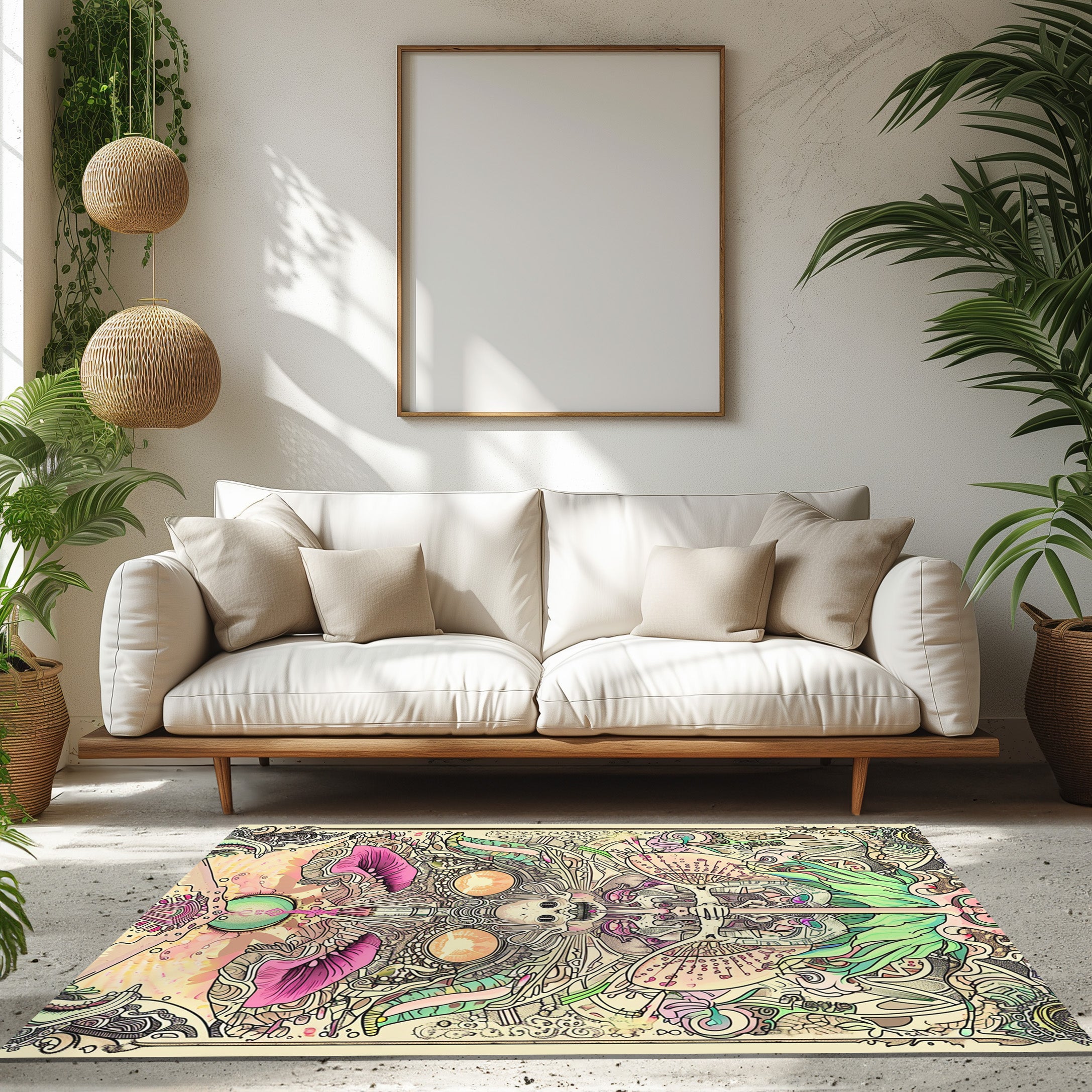 Colouring Book Page Of Pixie With A Wand And Magic Herb Non-Slip Rug