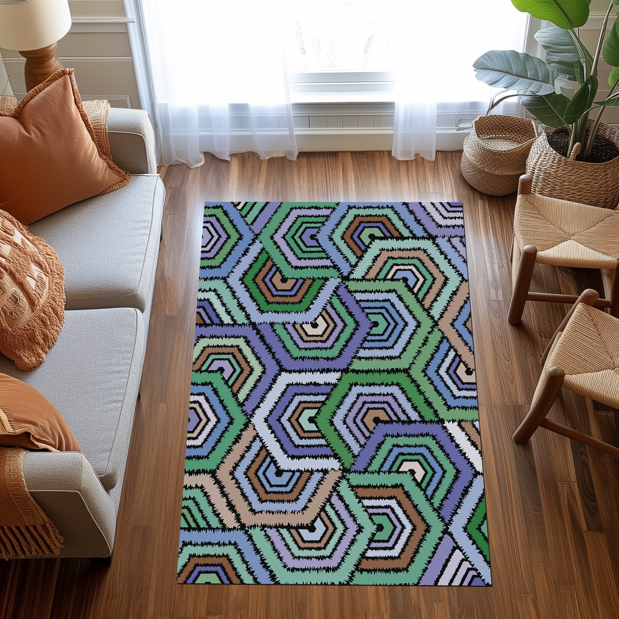 Geometric Designed Rug Non-Slip Rug