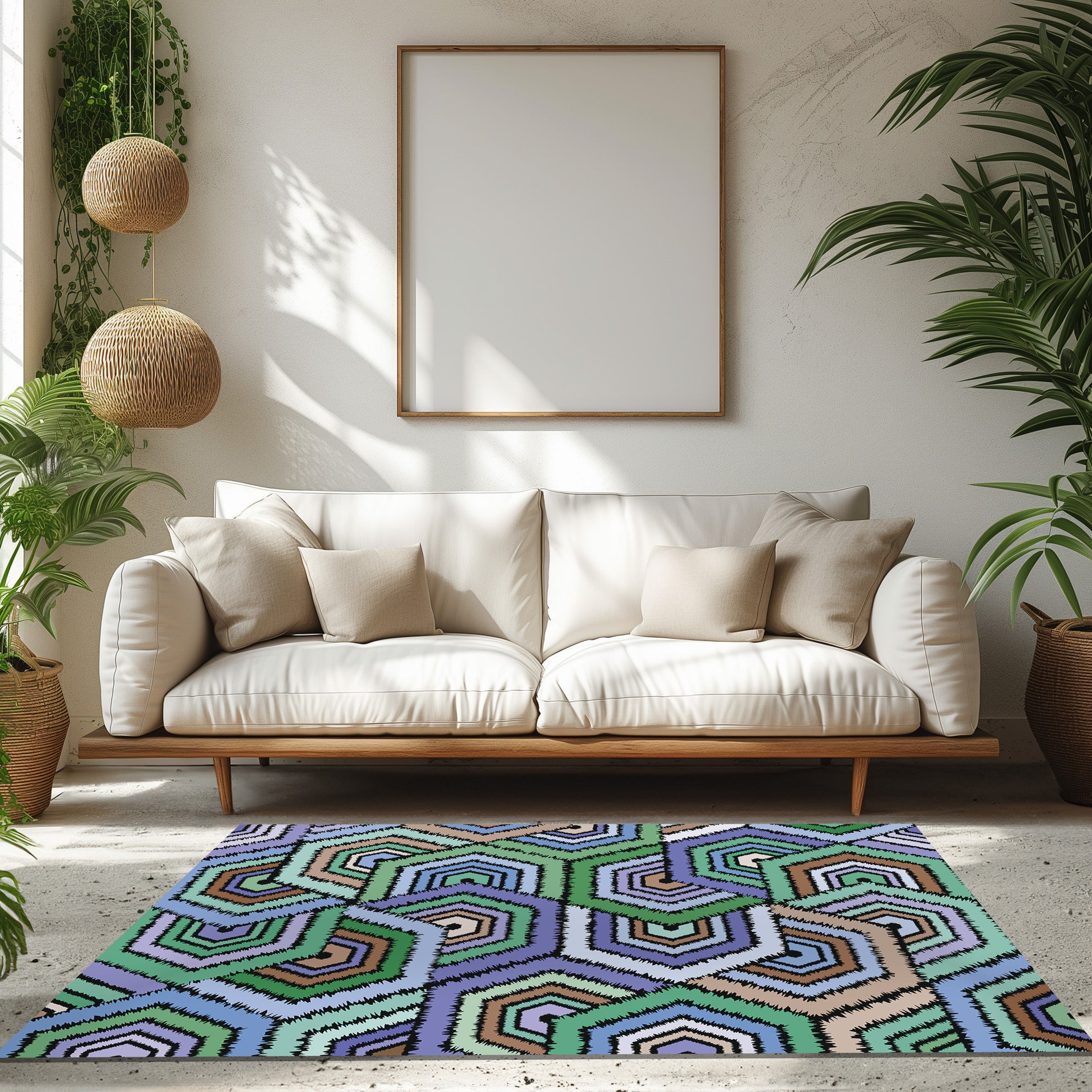Geometric Designed Rug Non-Slip Rug