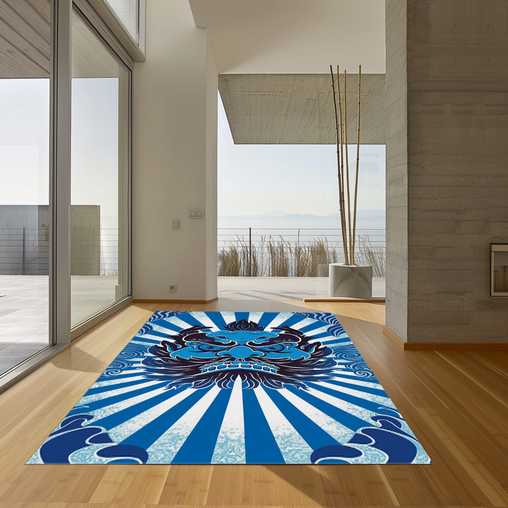 Central Blue Tengu Non-Slip Rug
