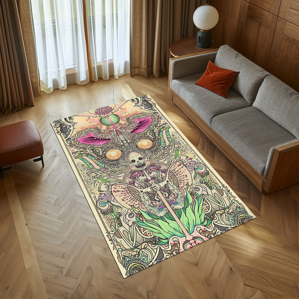 Colouring Book Page Of Pixie With A Wand And Magic Herb Non-Slip Rug