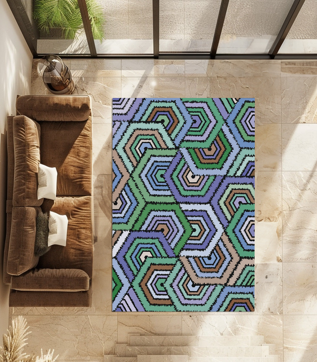 Geometric Designed Rug Non-Slip Rug
