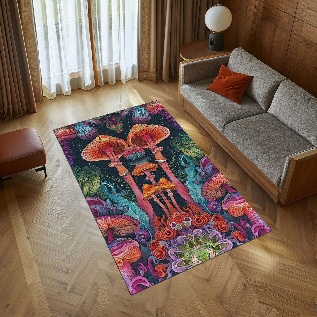 Enchanted Giant Forest Mushrooms Non-Slip Rug