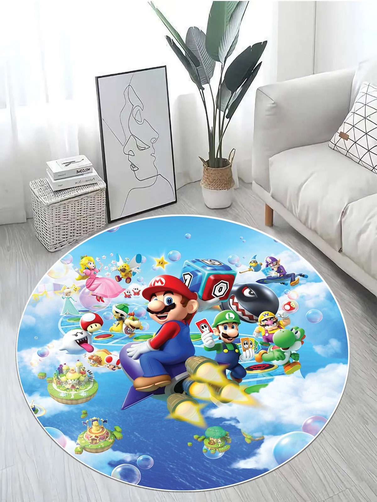 Just Rugging Rounded Rug ABC Nursery RugNon-Slip Rug Washable Mat Child Stain Resistant Living Room Kitchen Carpet