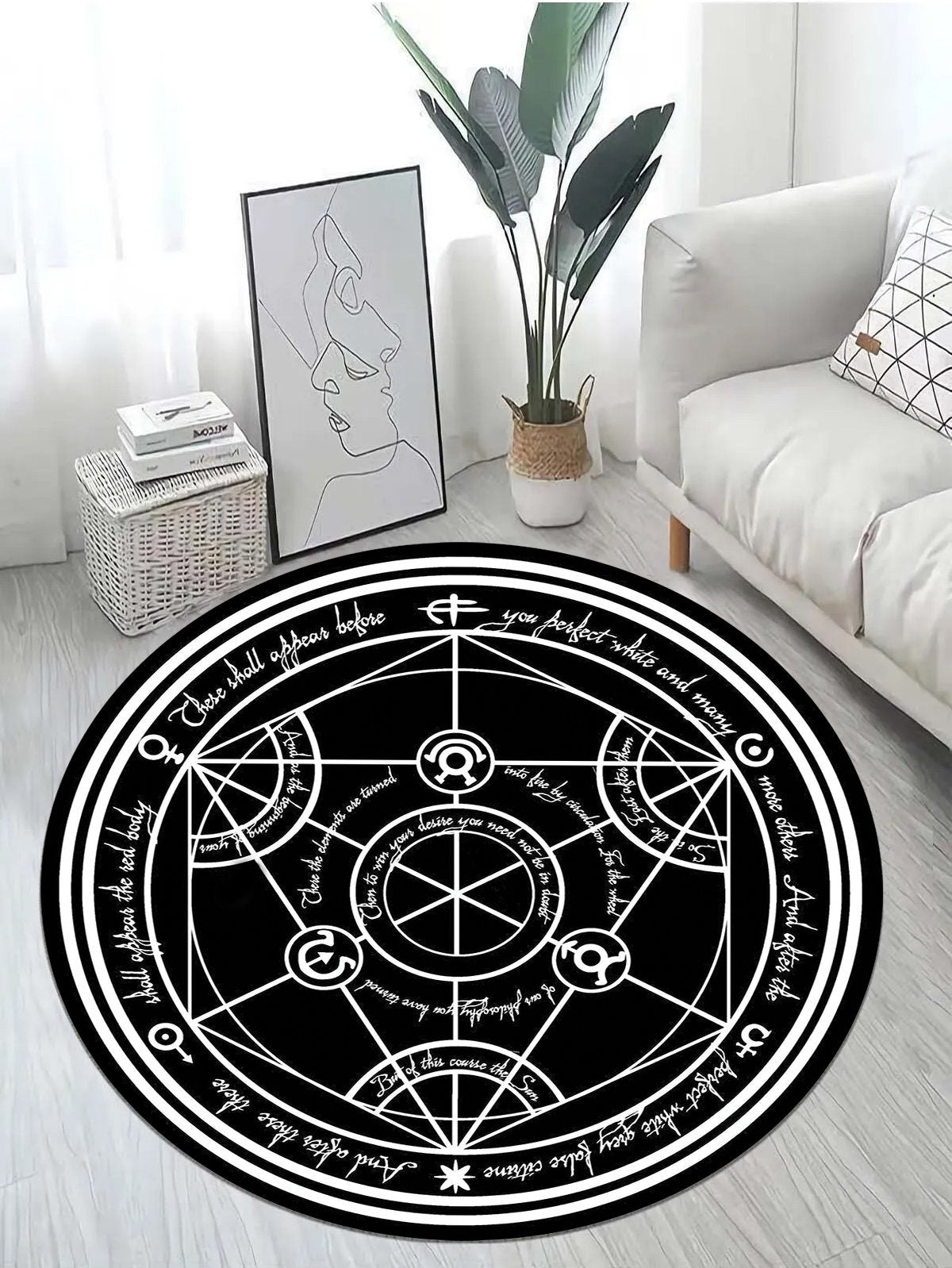 Just Rugging Rounded Rug Circle Cool Japanese Anime Manga RugNon-Slip Rug Washable Mat Child Stain Resistant Living Room Kitchen Carpet