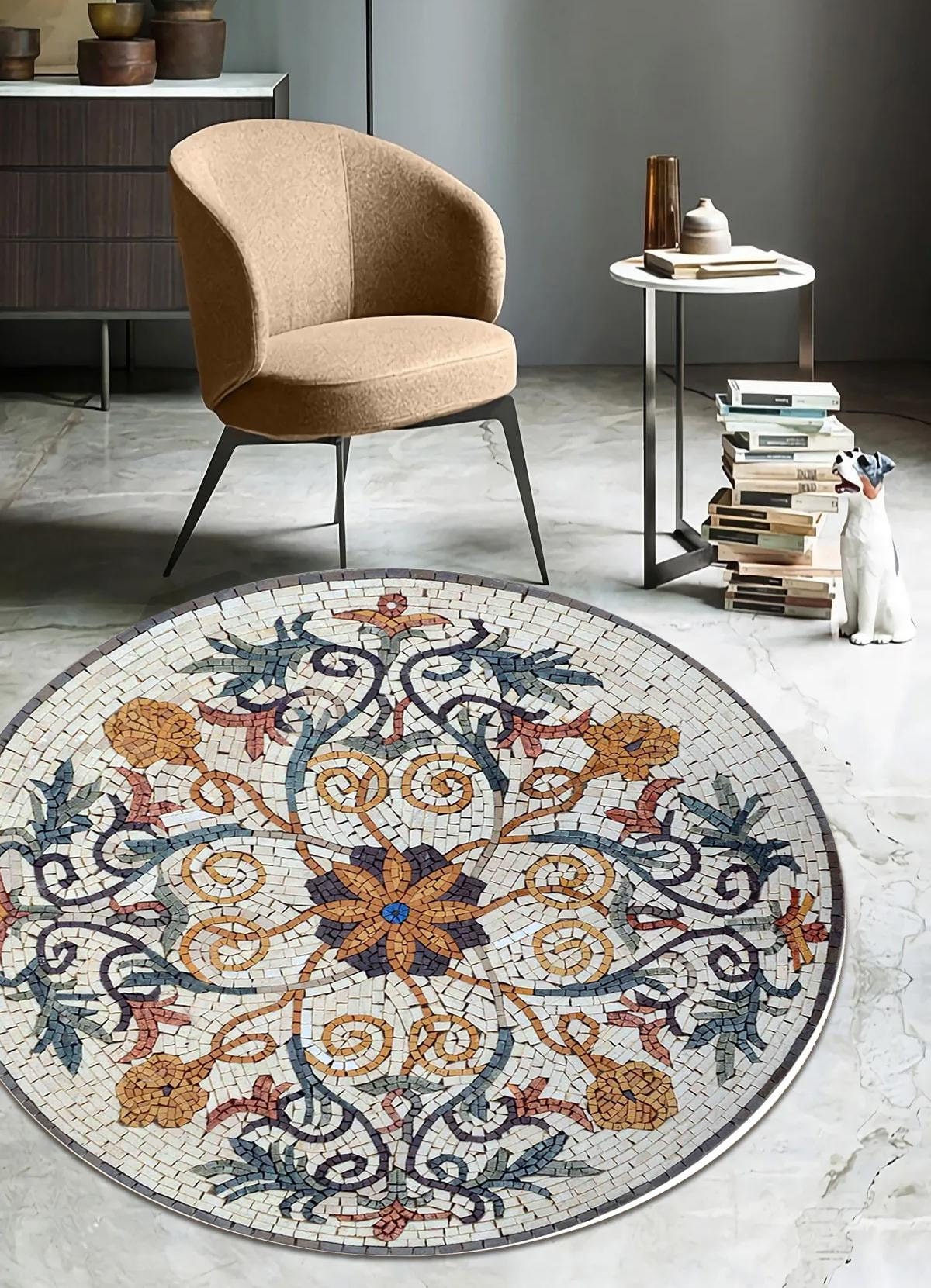 Just Rugging Rounded Rug Red Eyes RugNon-Slip Rug Washable Mat Child Stain Resistant Living Room Kitchen Carpet