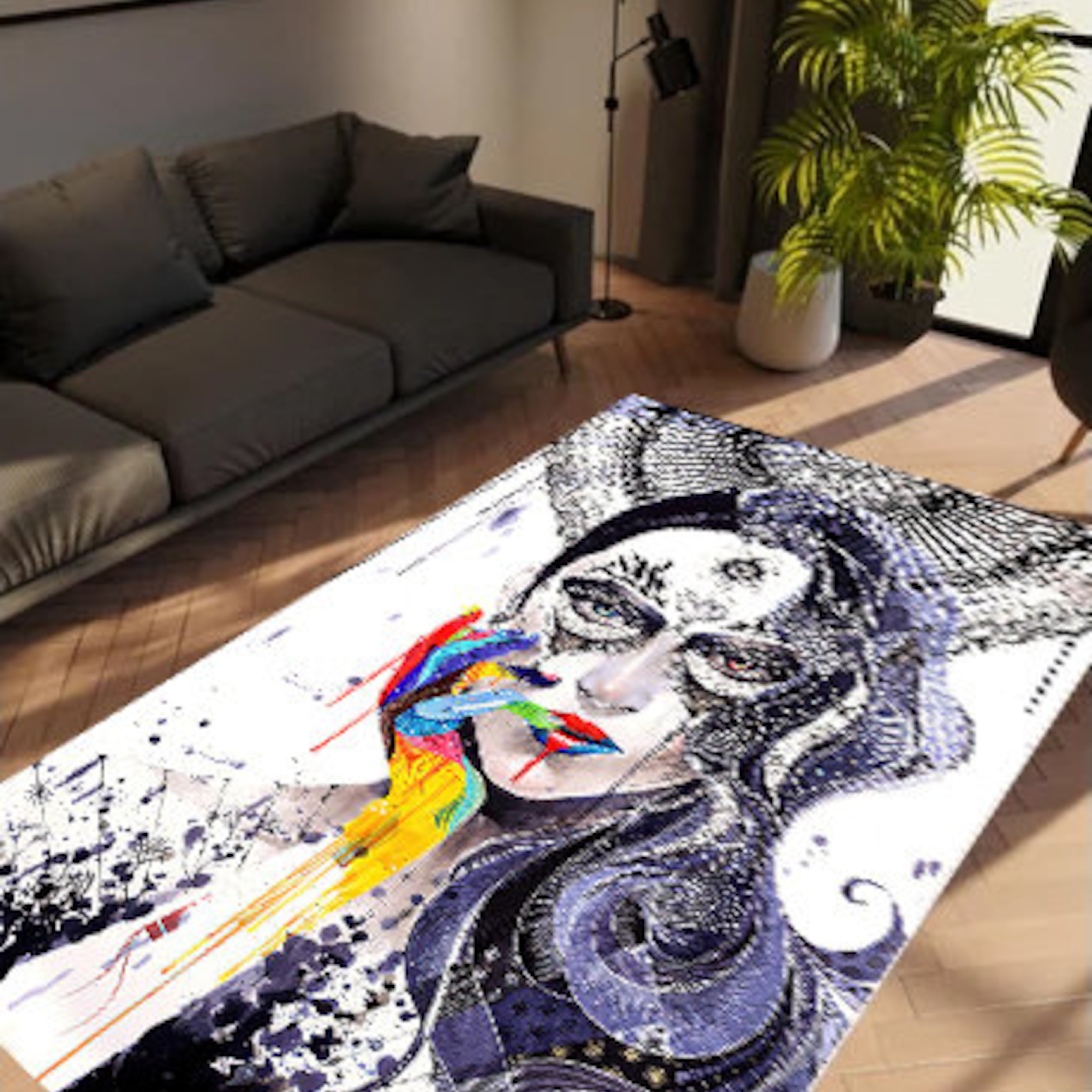 Popular Graffiti Woman Non-Slip Rug