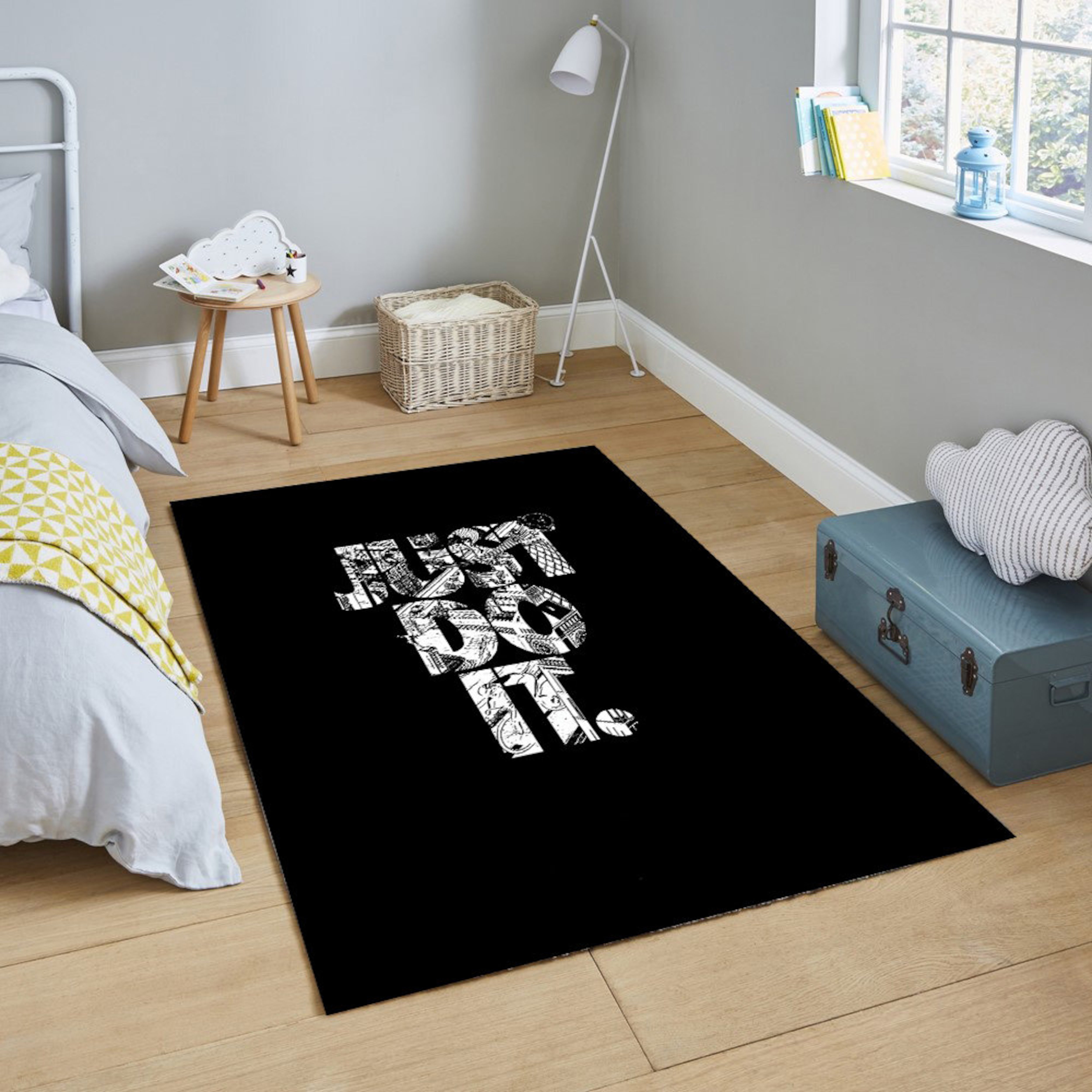 Just Rugging Non-Slip Rug Sneaker Rug: Sneakerhead Decor Washable Mat Child Stain Resistant Living Room Kitchen Carpet