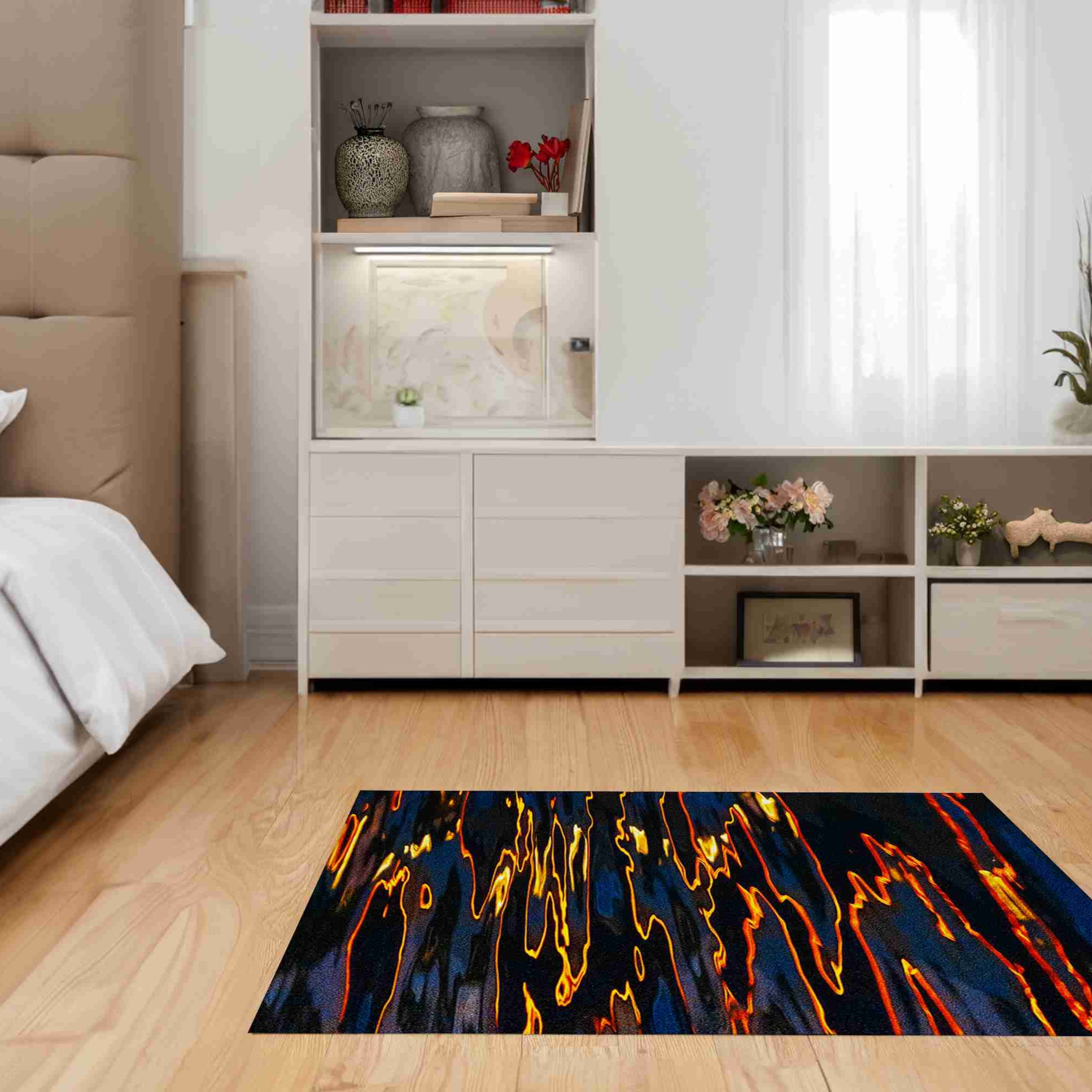 Just Rugging Non-Slip Rug Wave Shadow Rug: Evil Skull Pirate Theme Washable Mat Child Stain Resistant Living Room Kitchen Carpet