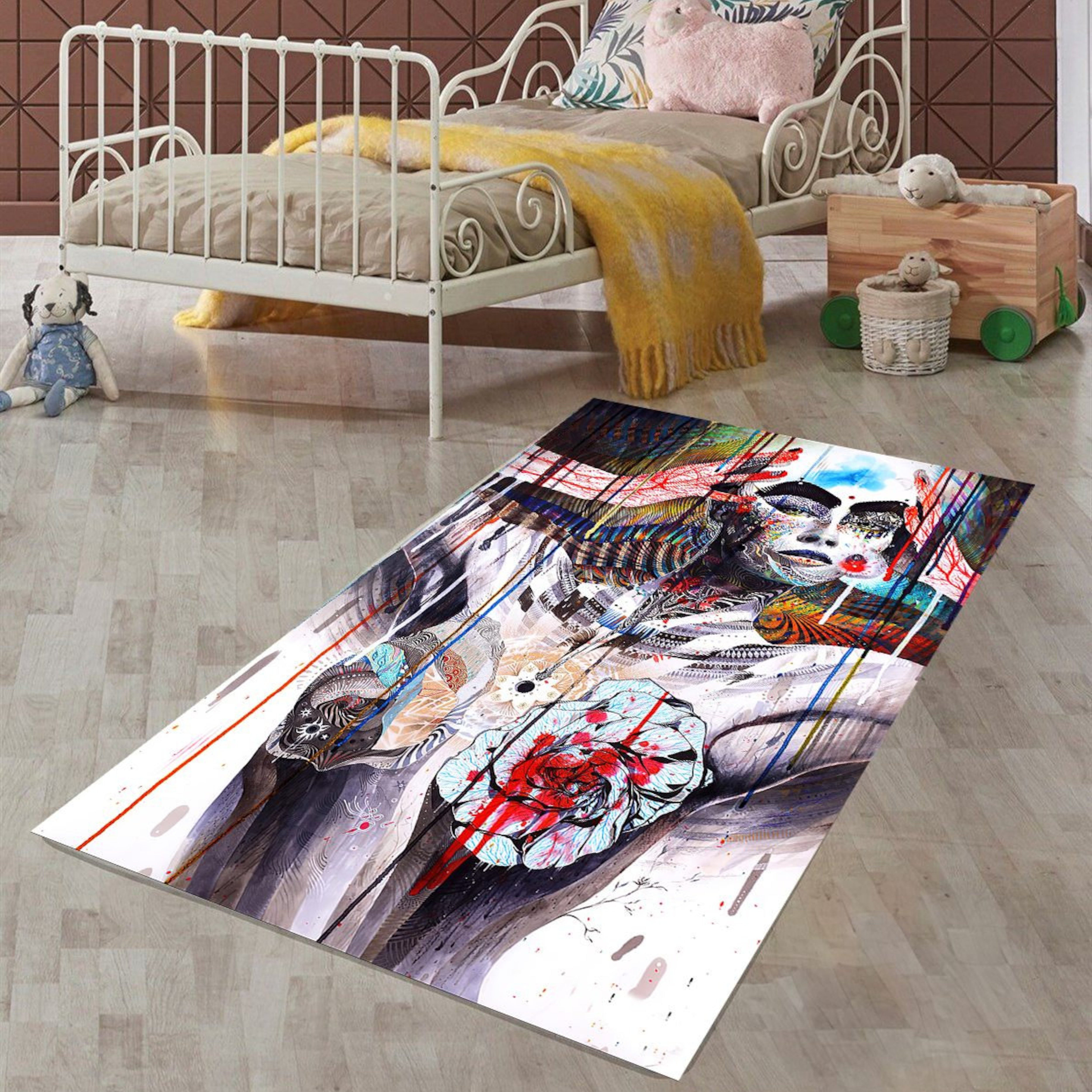 Graffiti Woman Design Non-Slip Rug