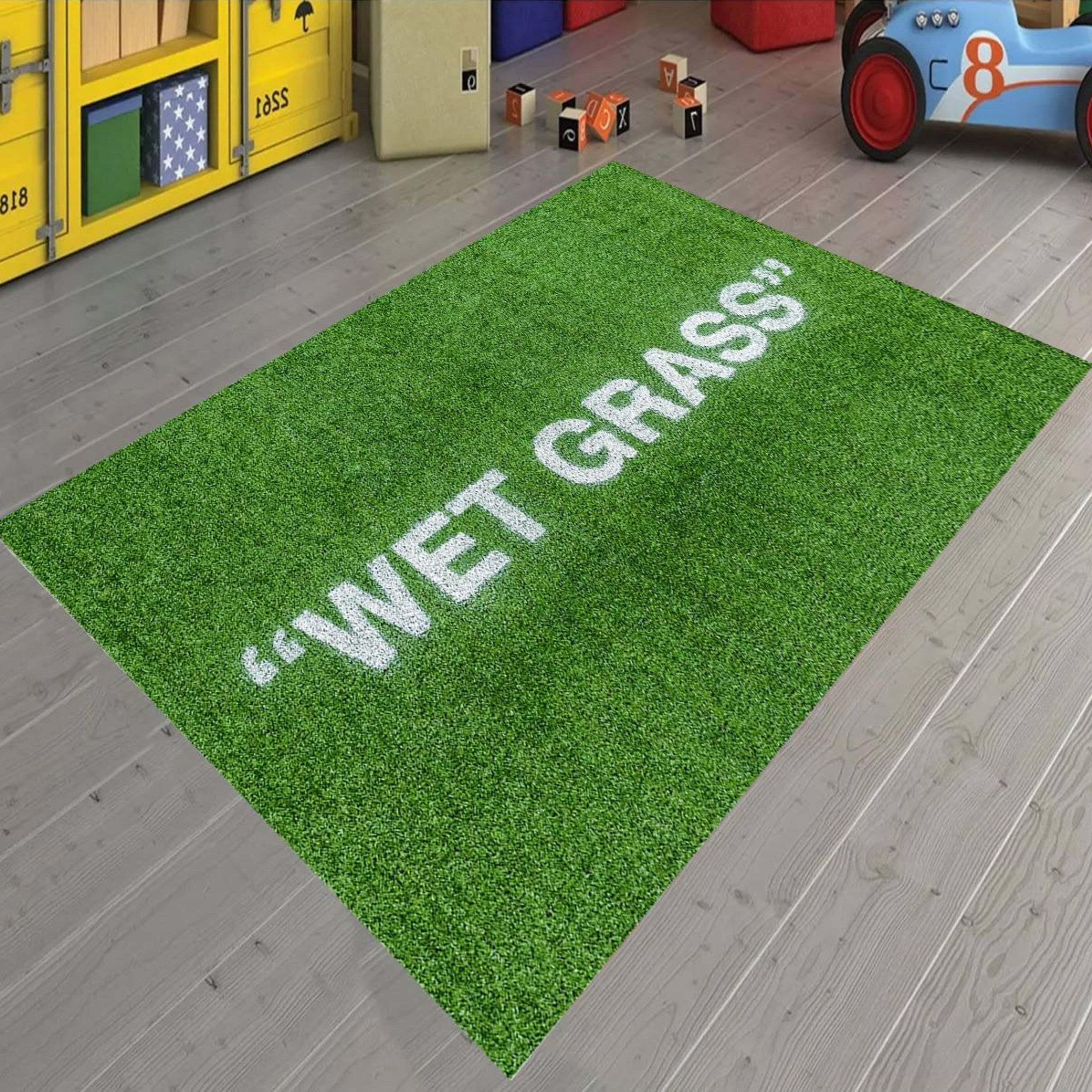 Just Rugging Non-Slip Rug Wet Grass Rug Washable Mat Child Stain Resistant Living Room Kitchen Carpet
