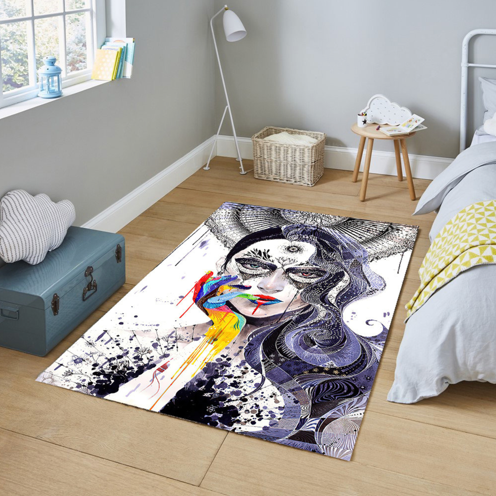 Pop Art Woman Patterned Non-Slip Area Rug