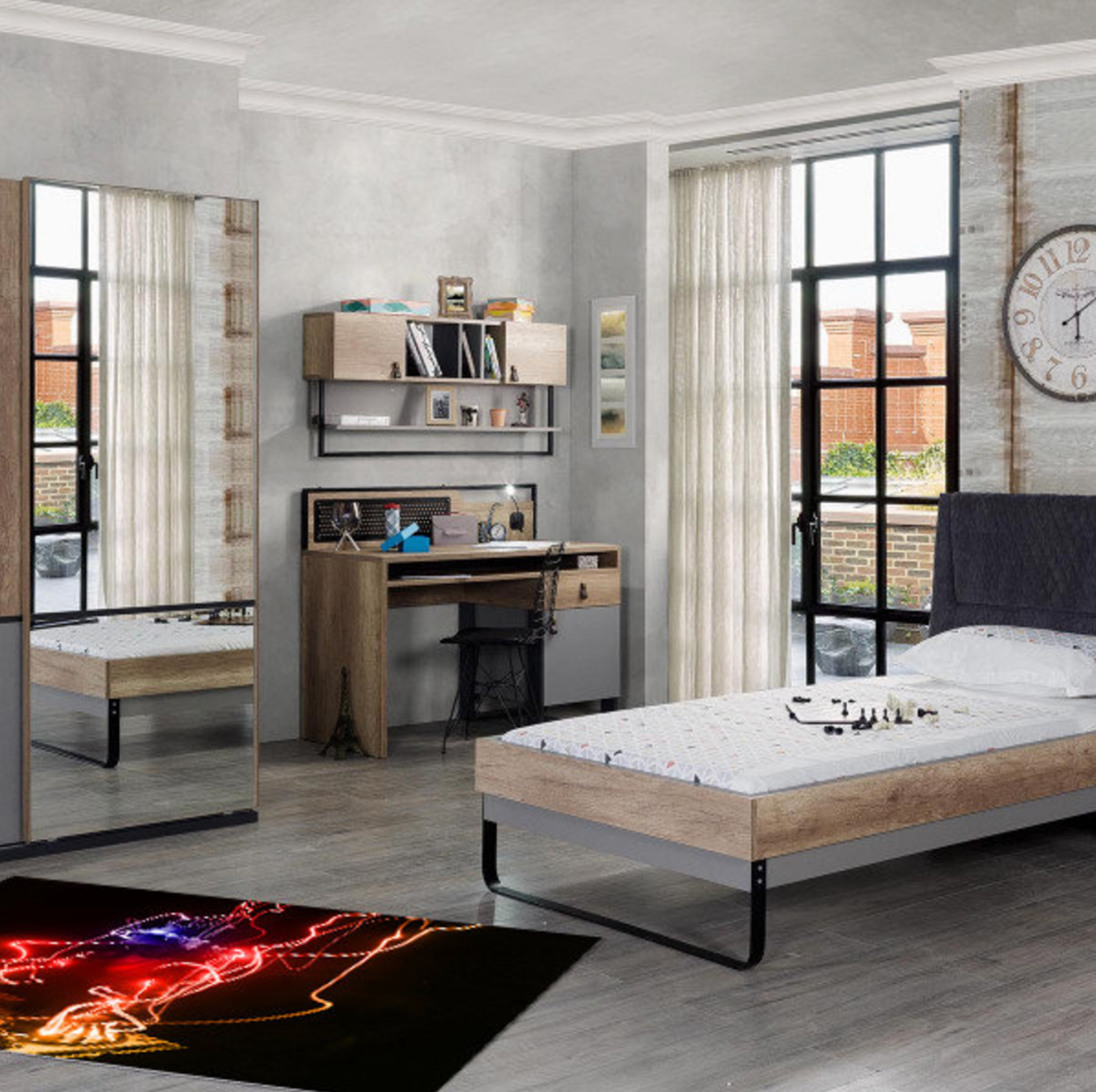 Just Rugging Non-Slip Rug Turntables DJ Theme Floor Rug: Iconic Music Pad Washable Mat Child Stain Resistant Living Room Kitchen Carpet