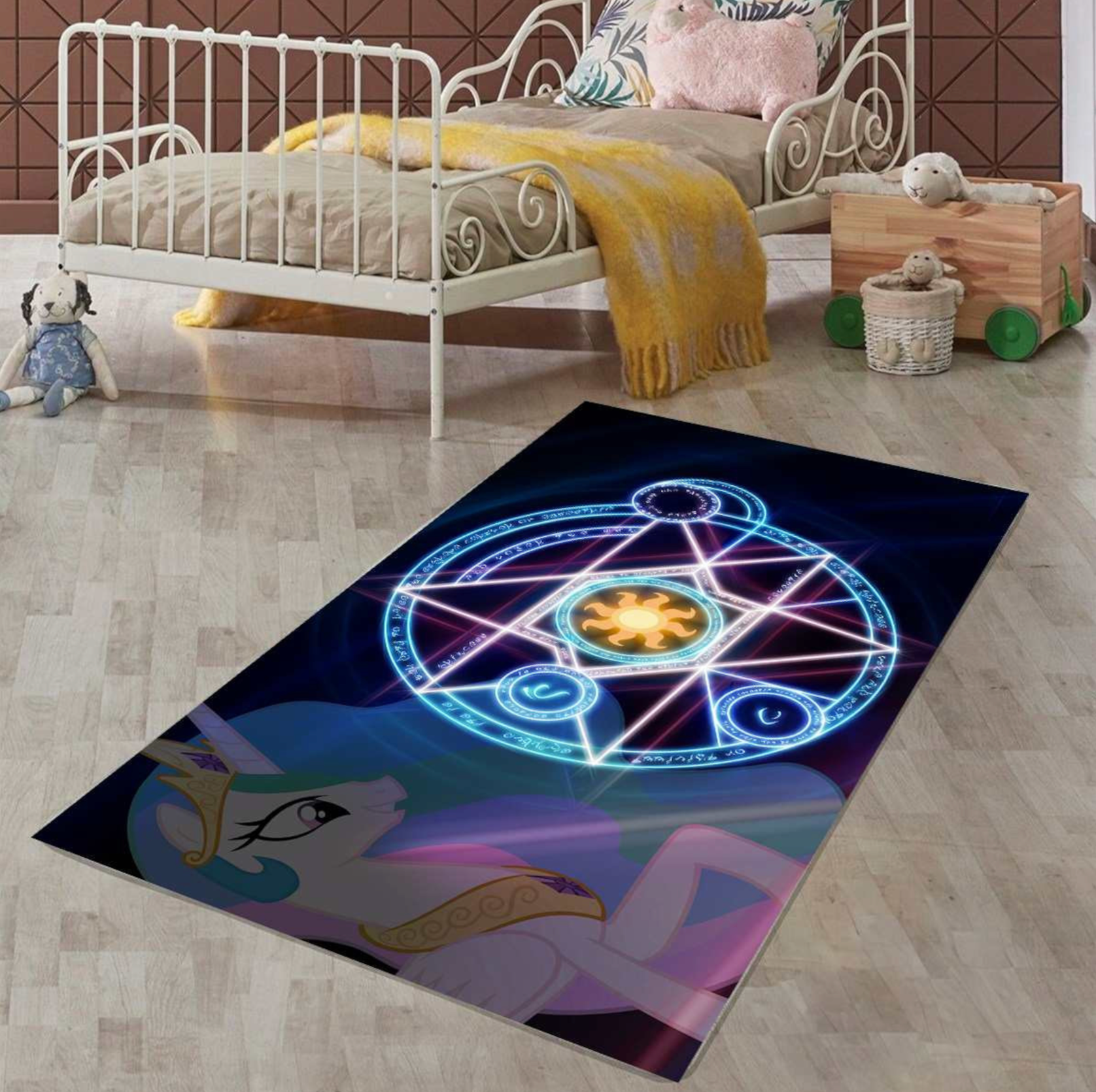 Just Rugging Non-Slip Rug Unicorn Nursery Rug: Rose Playmat for Kids Washable Mat Child Stain Resistant Living Room Kitchen Carpet
