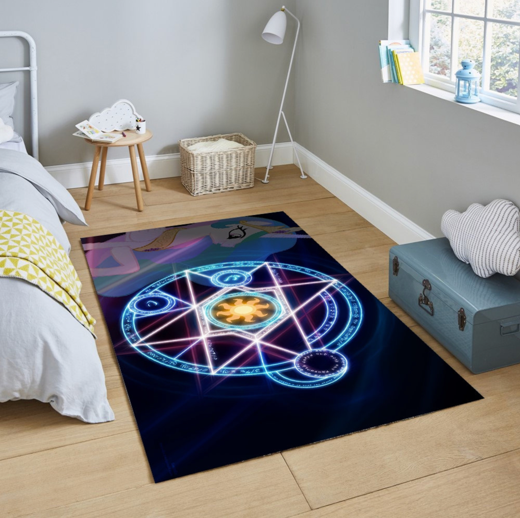 Just Rugging Non-Slip Rug Unicorn Nursery Rug: Rose Playmat for Kids Washable Mat Child Stain Resistant Living Room Kitchen Carpet