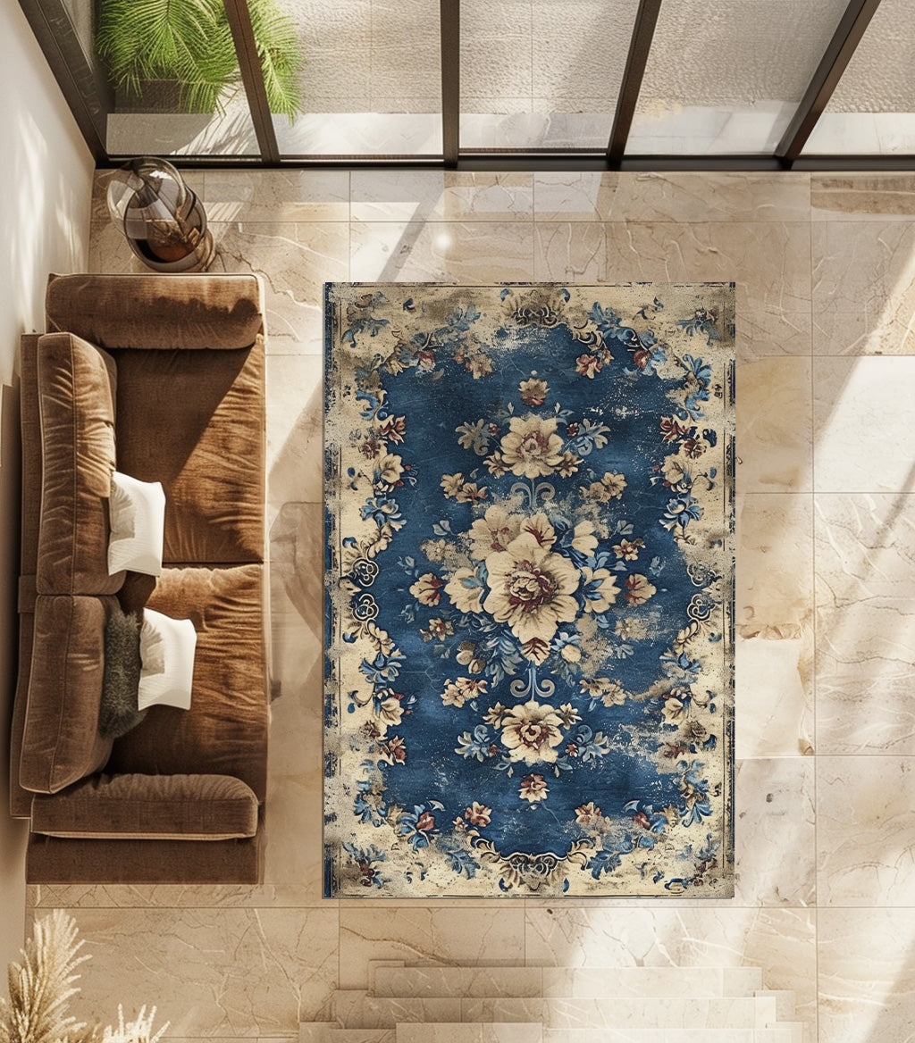 Vintage Floral Style Non-Slip Rug