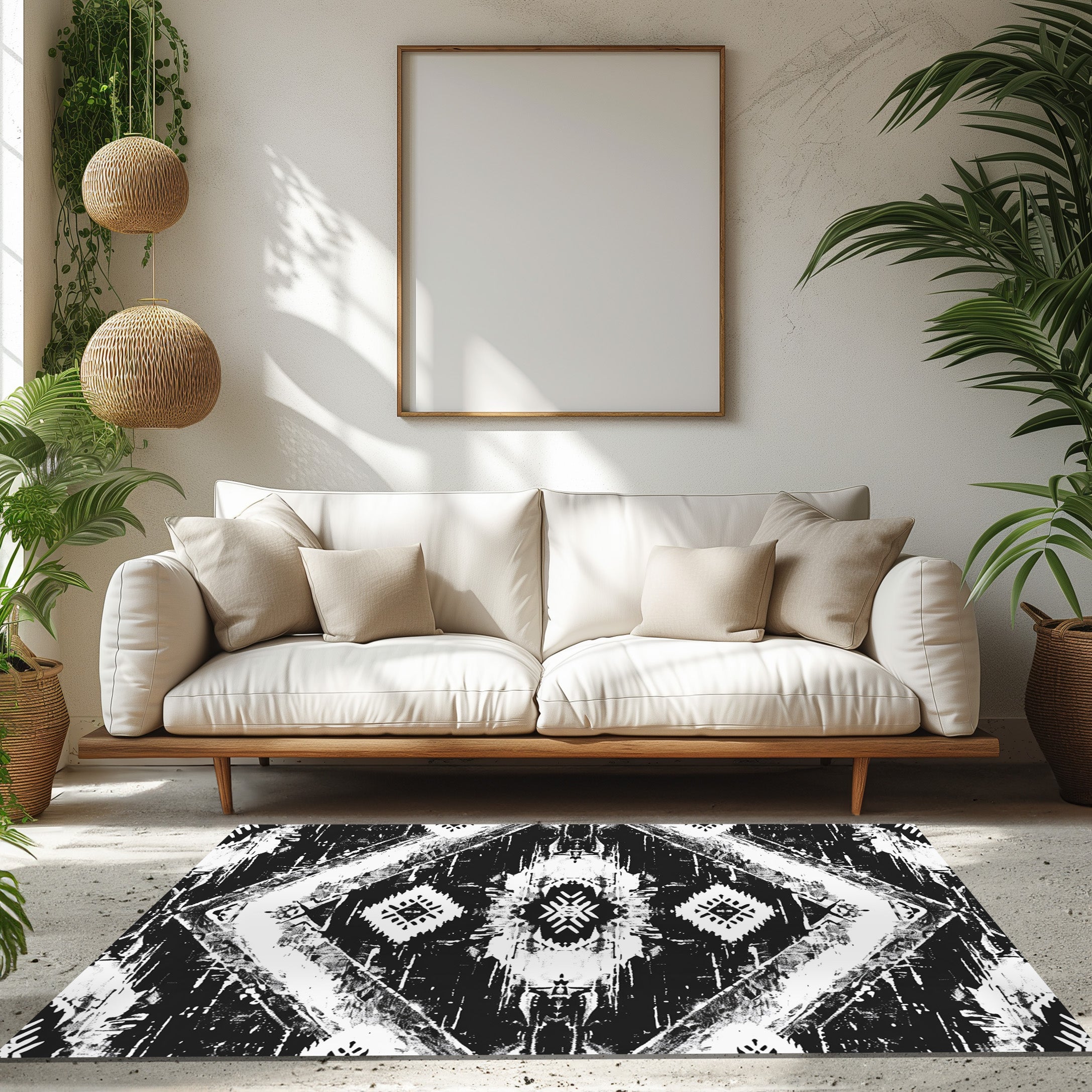 Vintage Black And White Design Non-Slip Rug