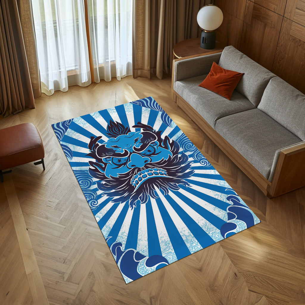 Central Blue Tengu Non-Slip Rug