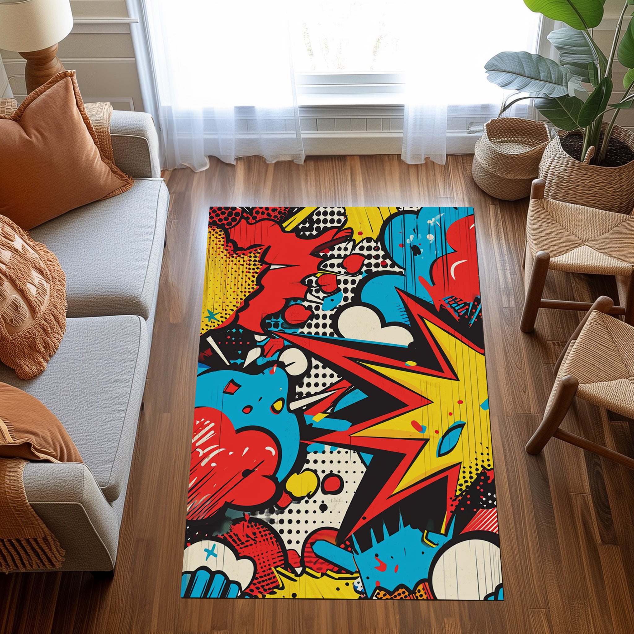 Retro Comic Book Pattern Non-Slip Rug