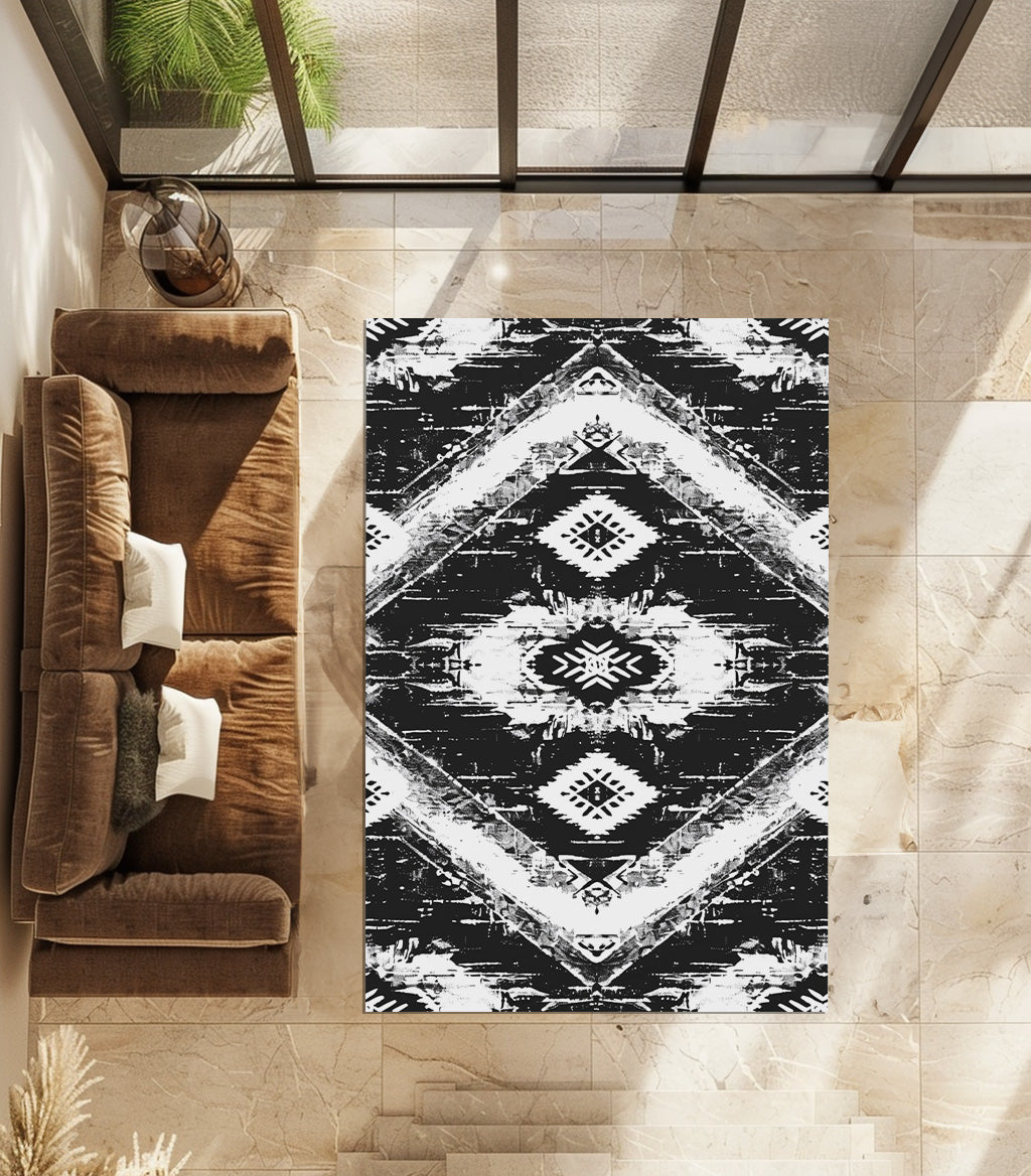 Vintage Black And White Design Non-Slip Rug