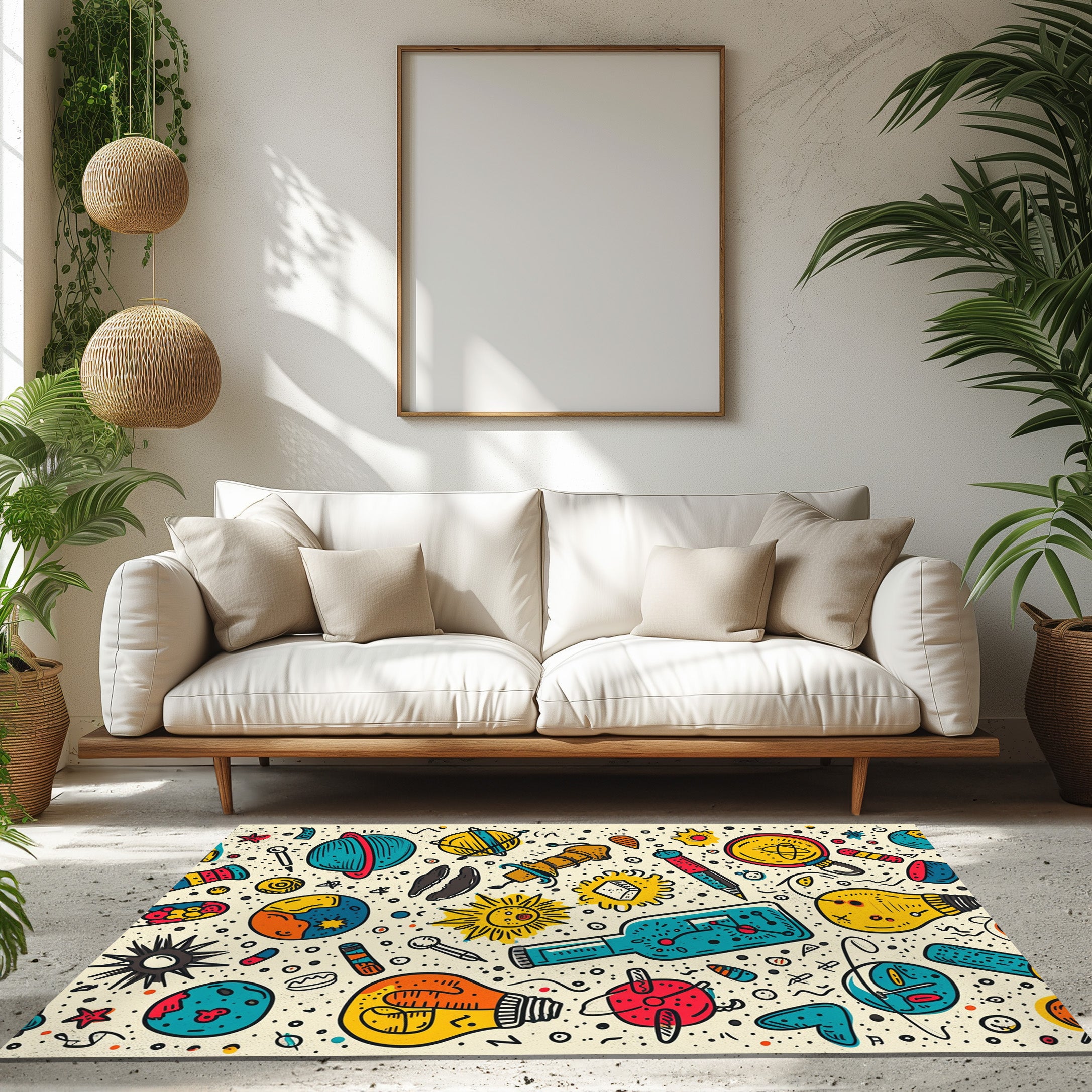 Drawn Doodle Masterpiece Non-Slip Rug