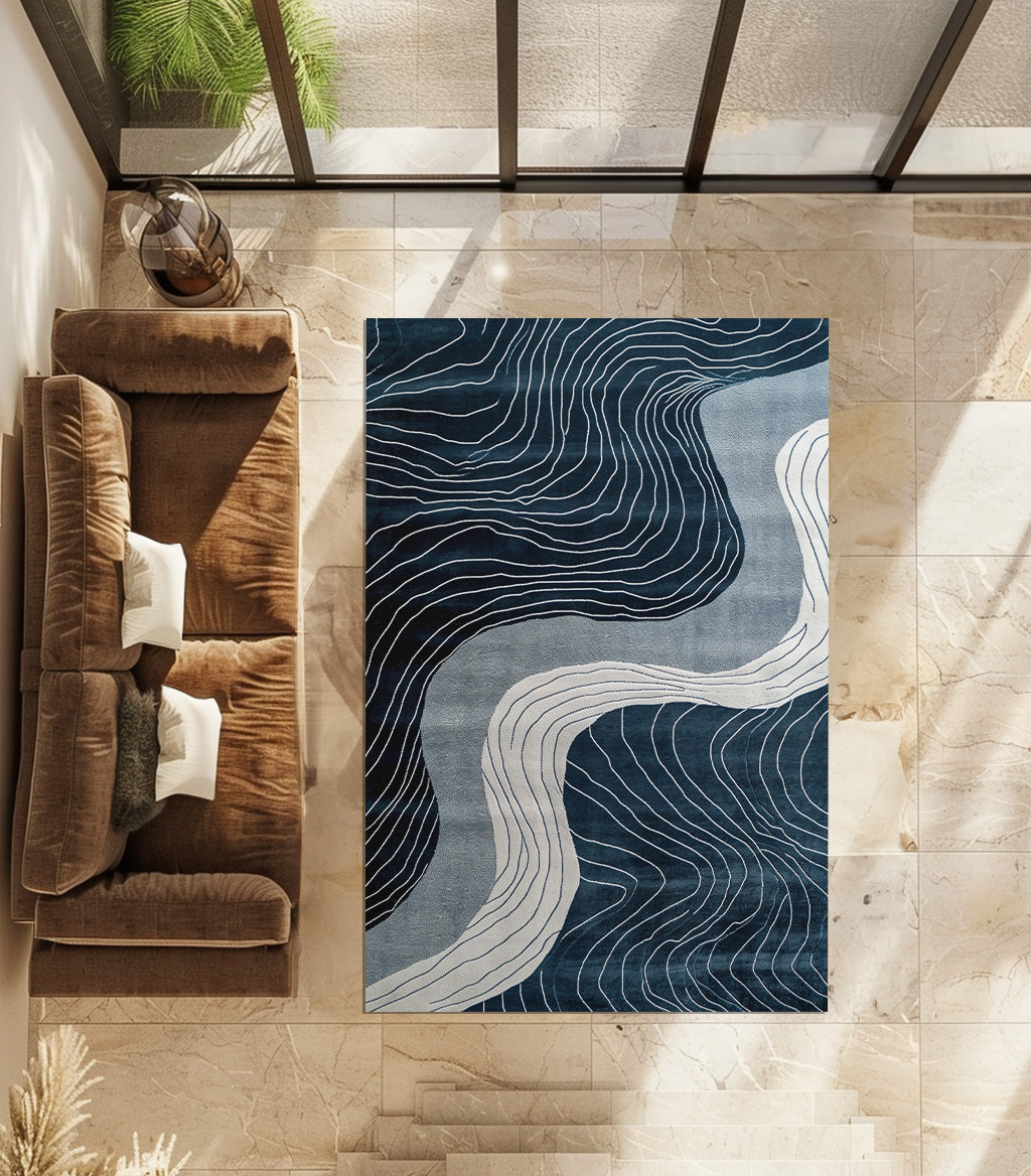 White Lines Designed Non-Slip Rug