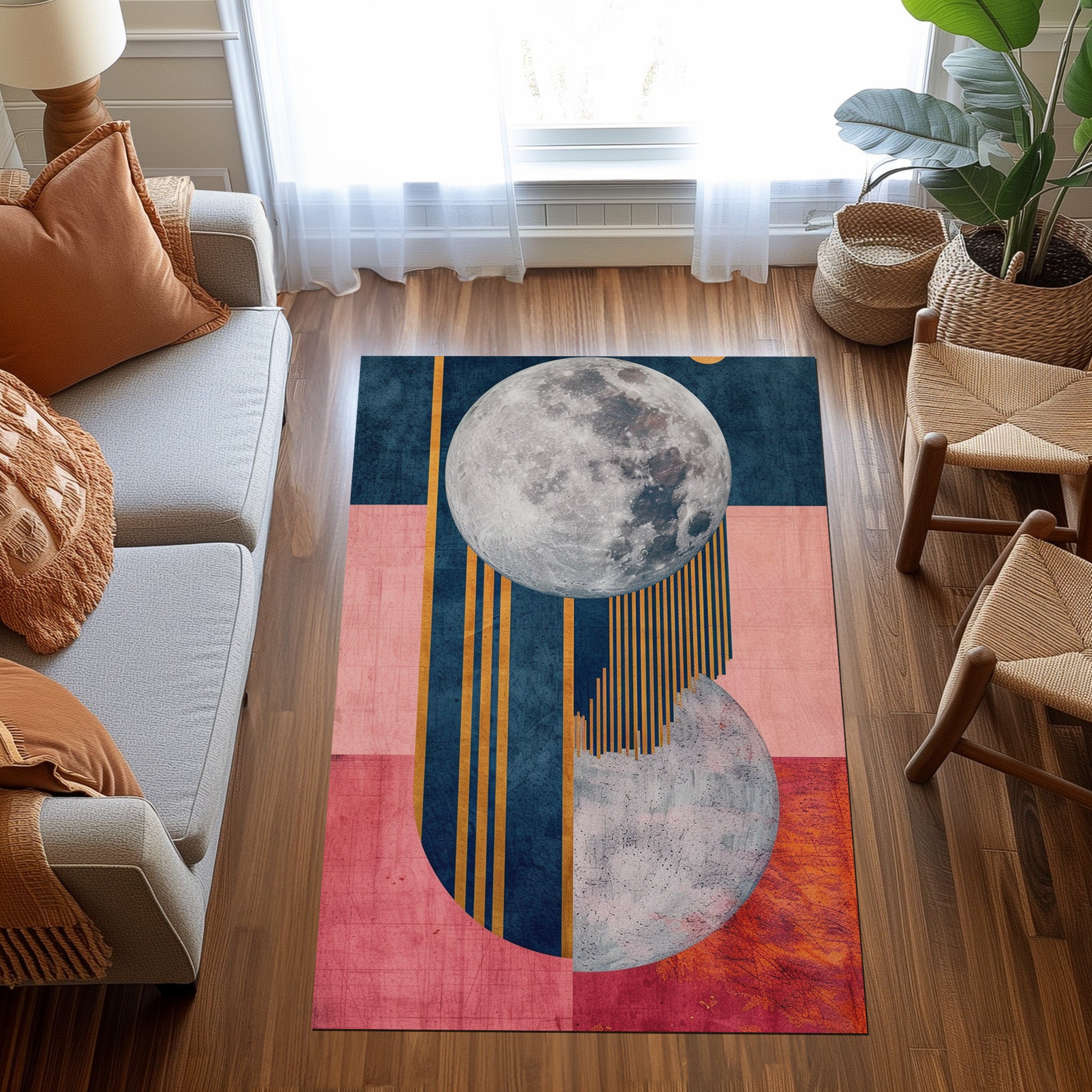 Moon And Abstract Non-Slip Rug