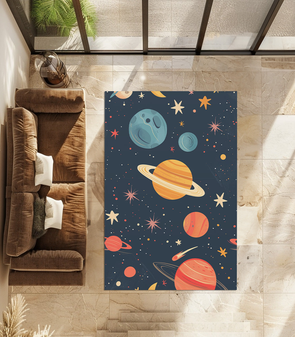 Galaxy Comets Stars And Moon Non-Slip Rug