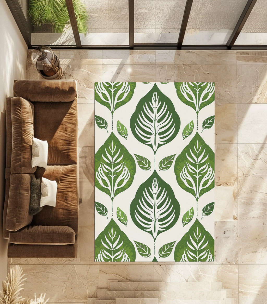 Leaf Designed Non-Slip Rug