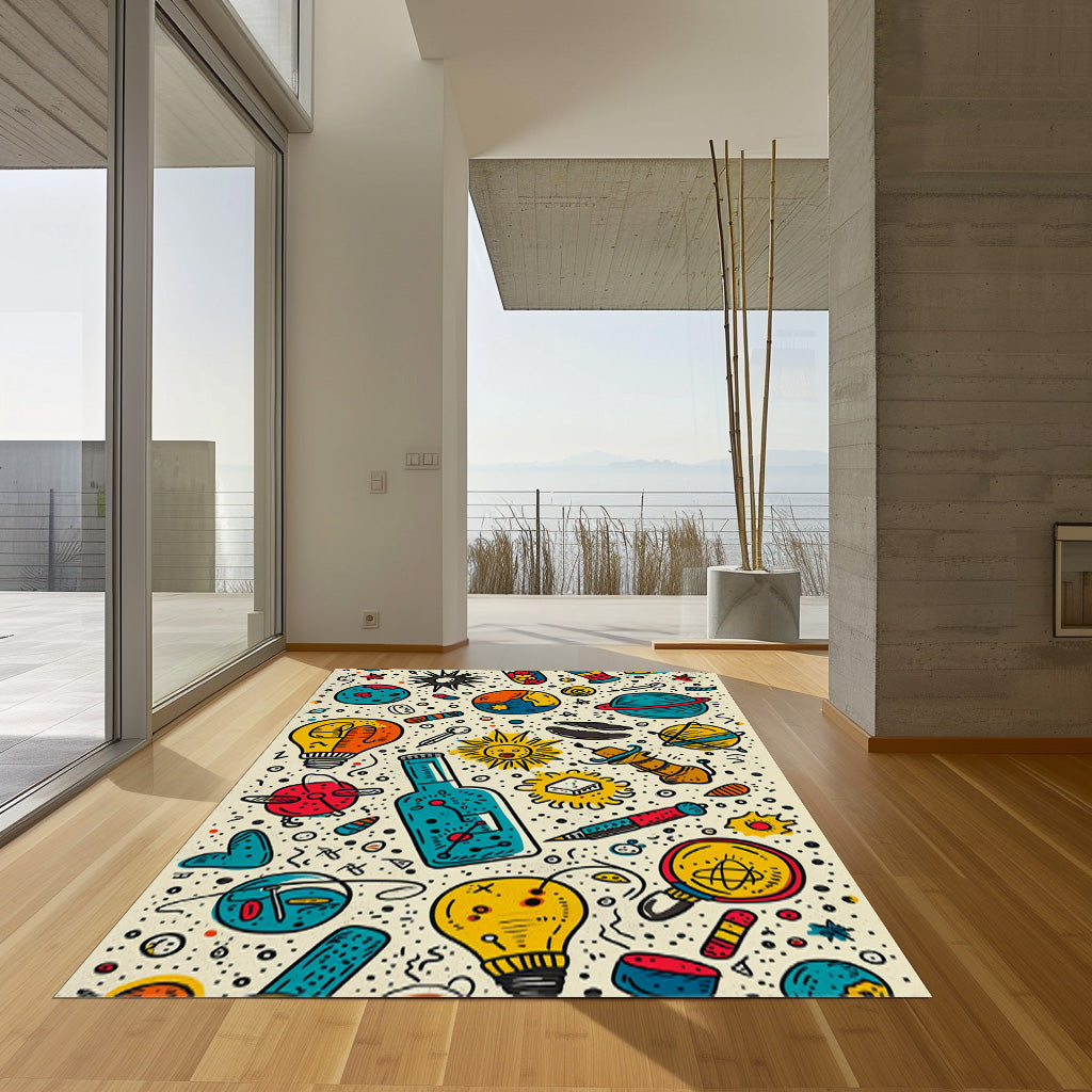 Drawn Doodle Masterpiece Non-Slip Rug