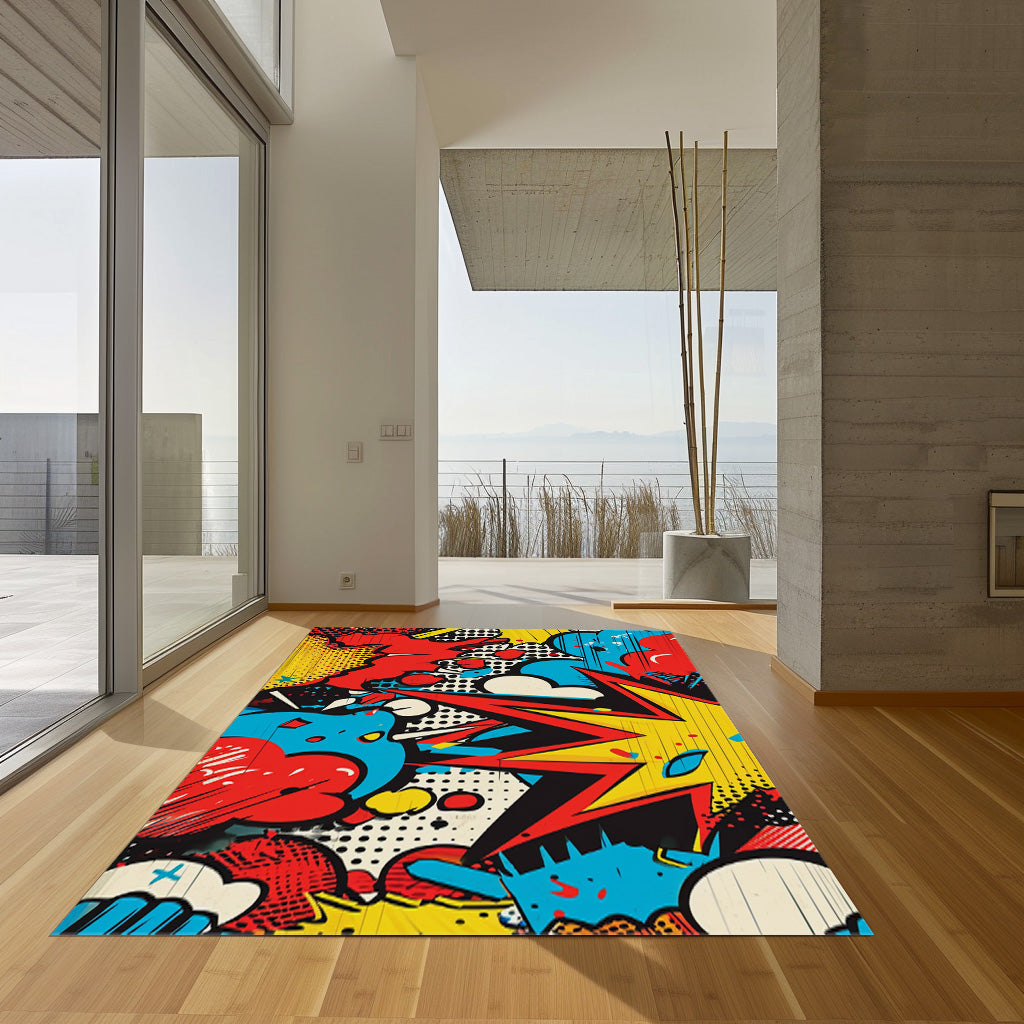 Retro Comic Book Pattern Non-Slip Rug