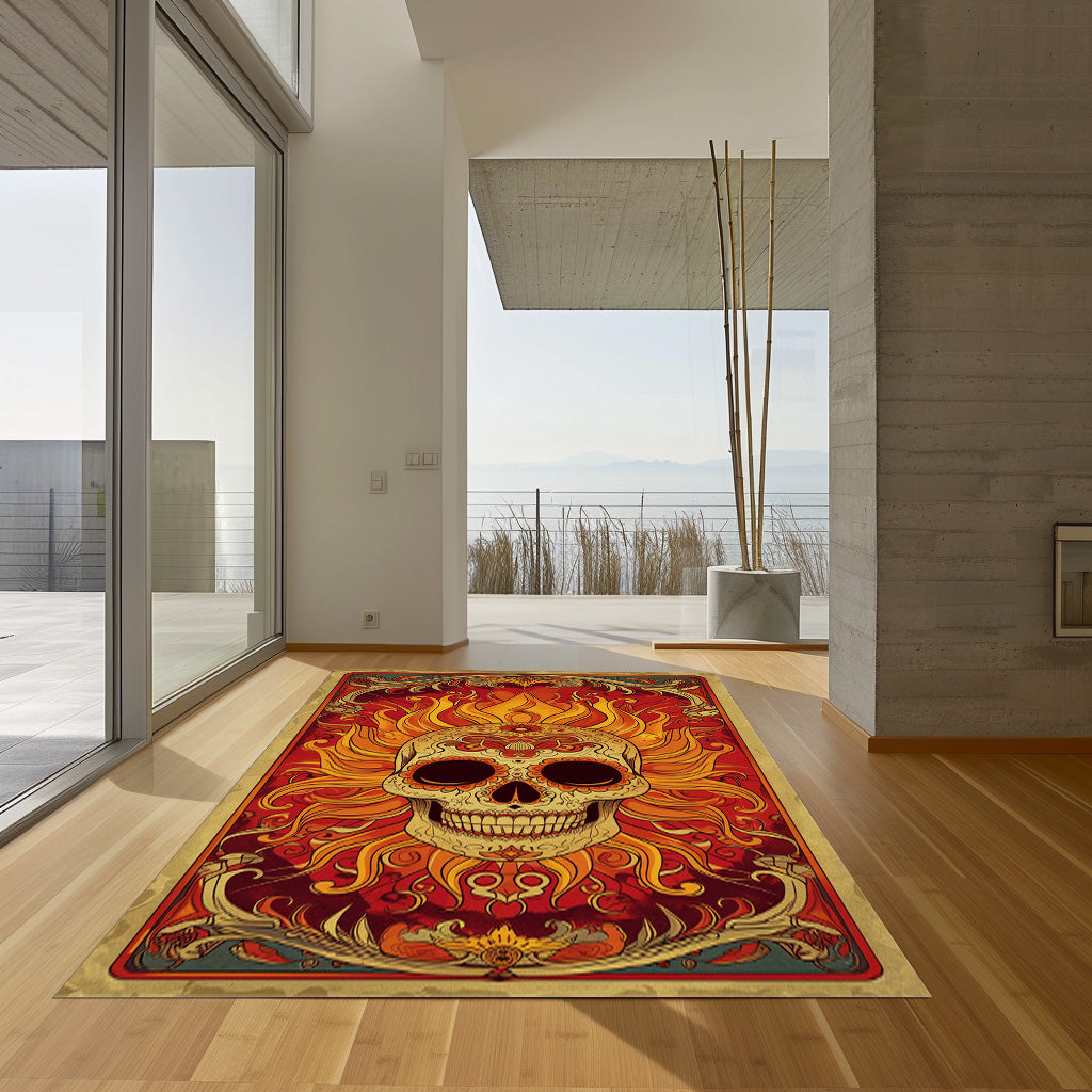 Mexican Skull  Tarot Card Non-Slip Rug