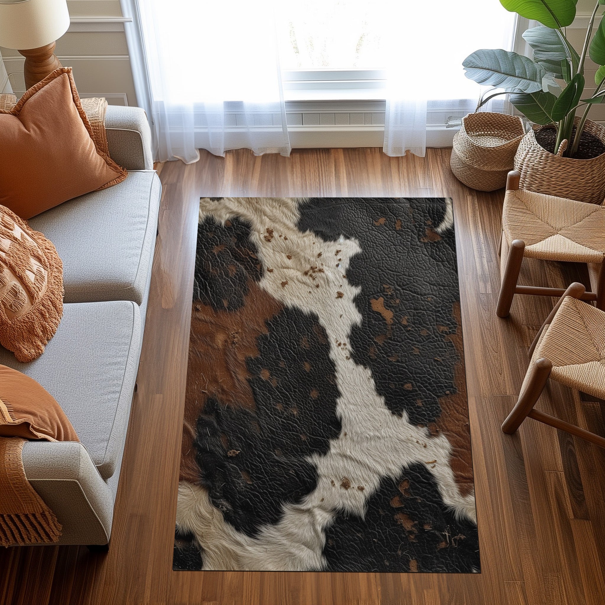 Cowhide Pattern Non-Slip Rug