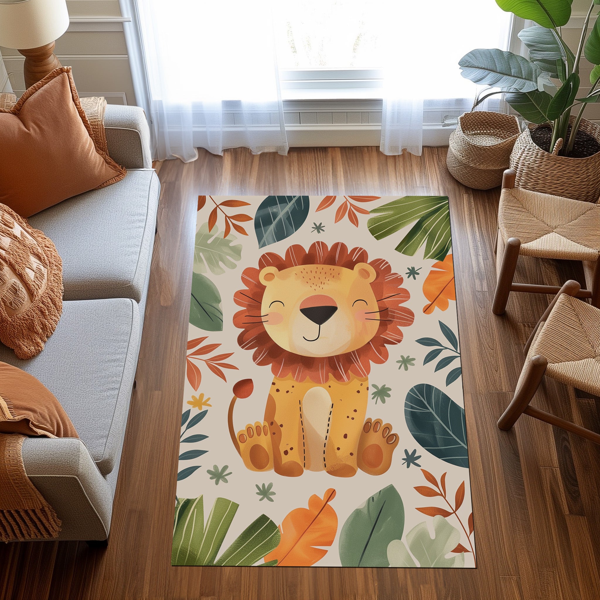 Lion And Leaf Non-Slip Rug