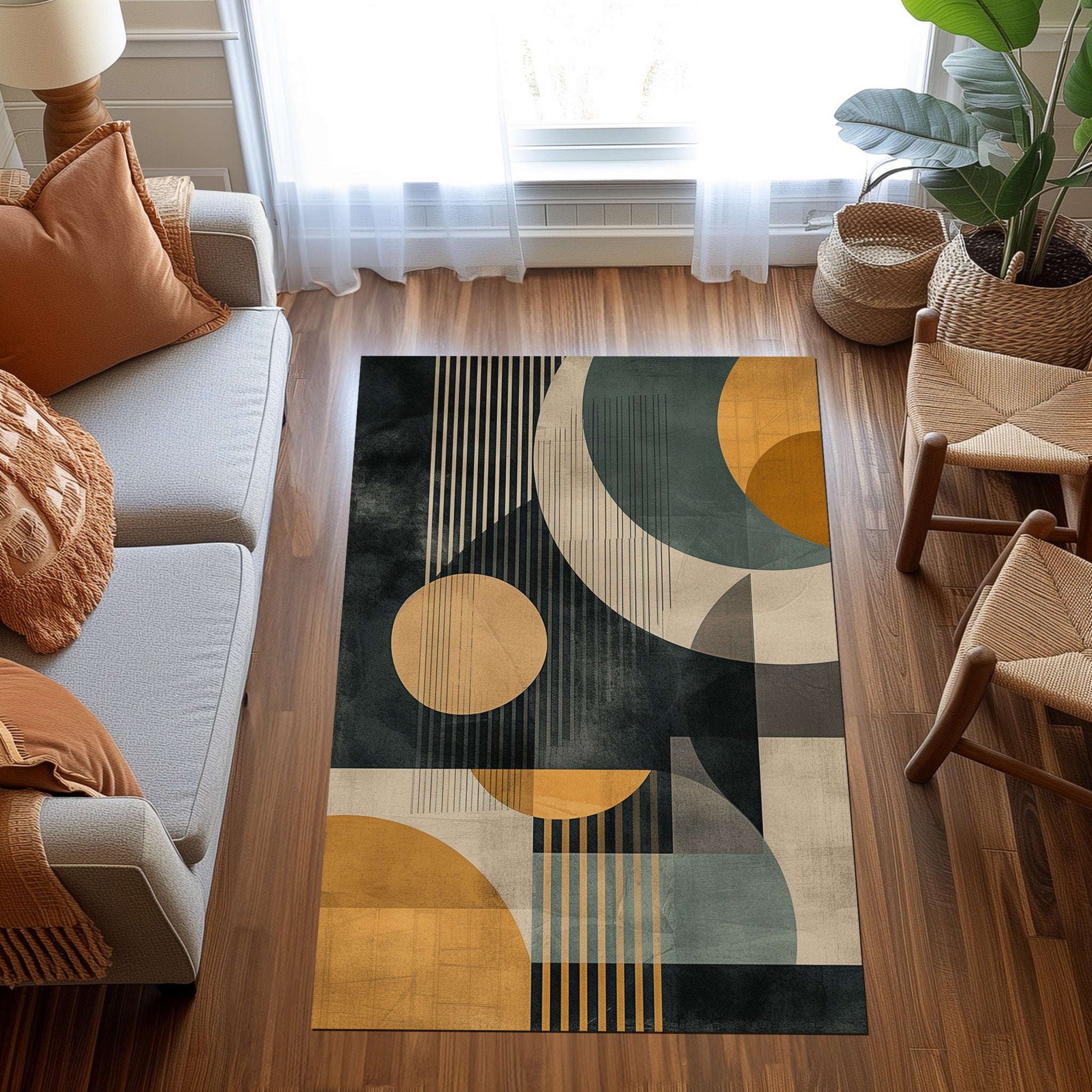 Geometric Design Non-Slip Rug