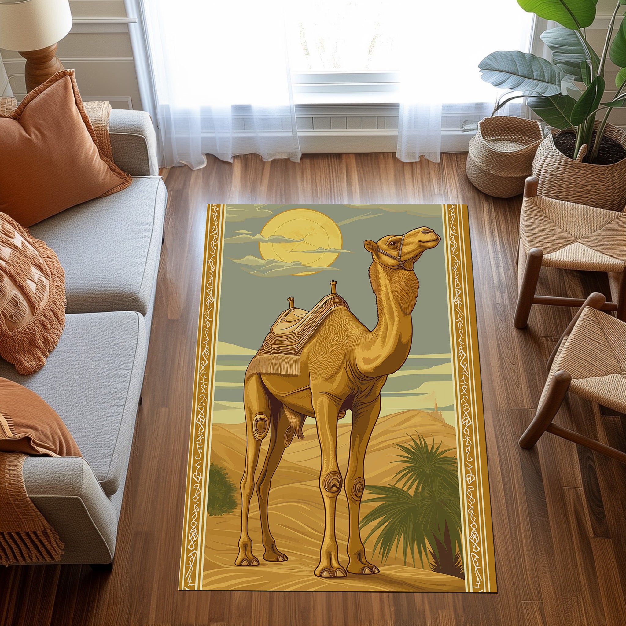 Camel In Desert Non-Slip Rug