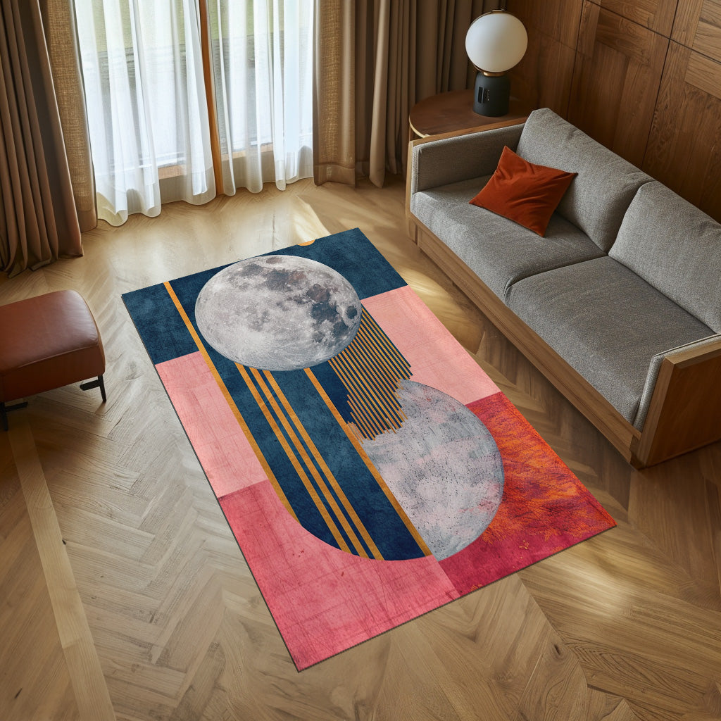 Moon And Abstract Non-Slip Rug