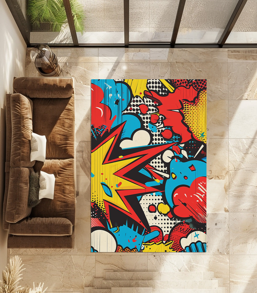 Retro Comic Book Pattern Non-Slip Rug