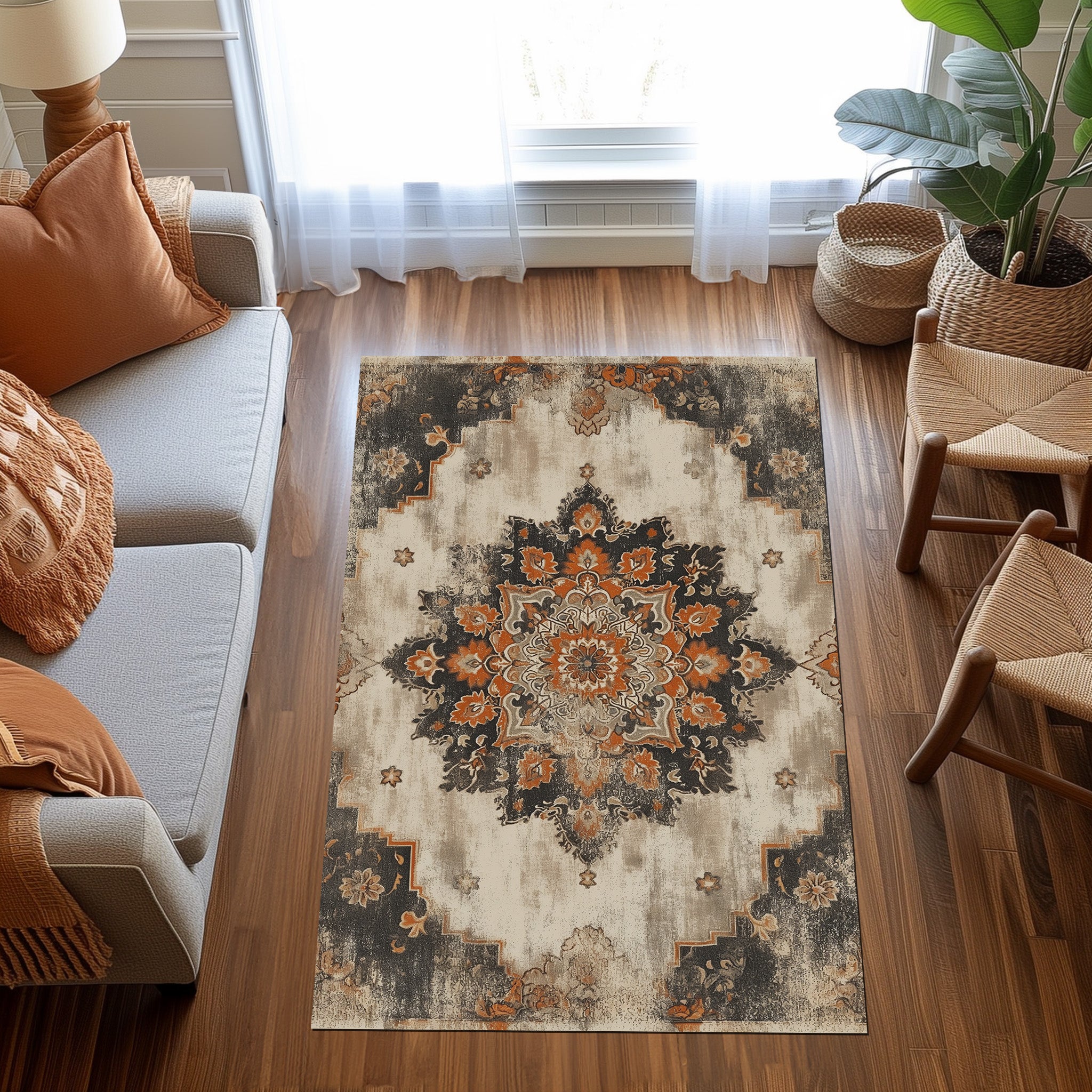 Antique Pattern Non-Slip Rug