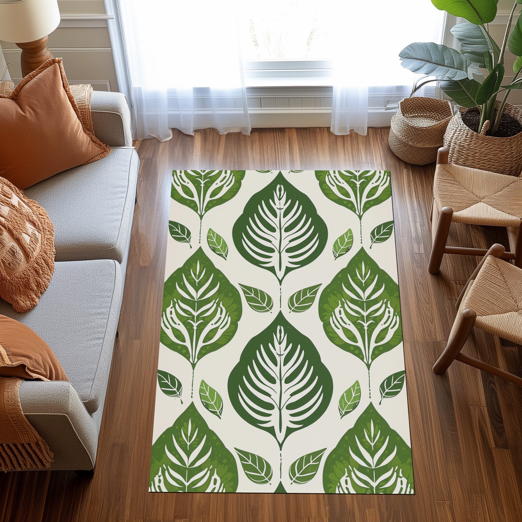 Leaf Designed Non-Slip Rug