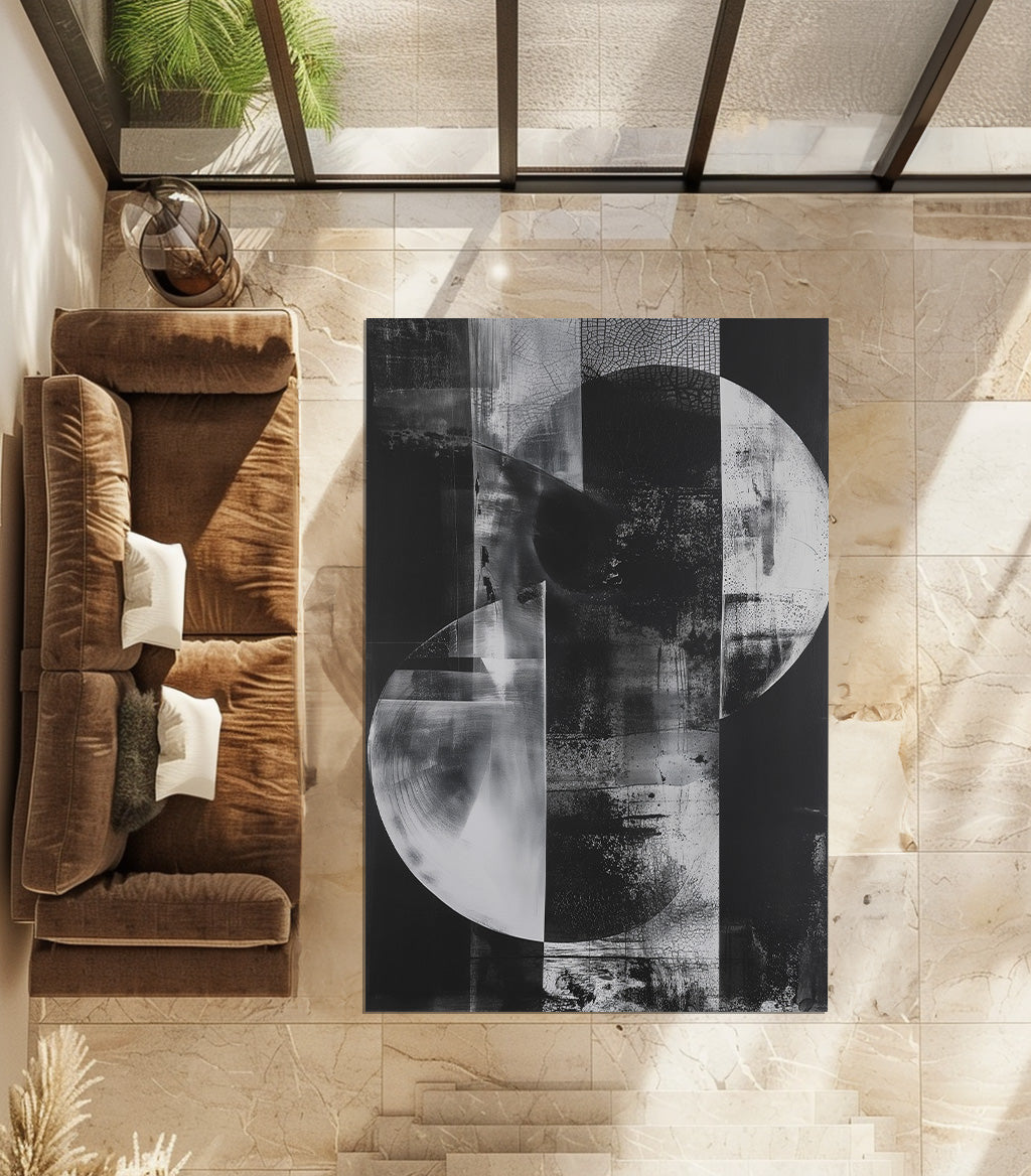 Black And White Abstract Non-Slip Rug