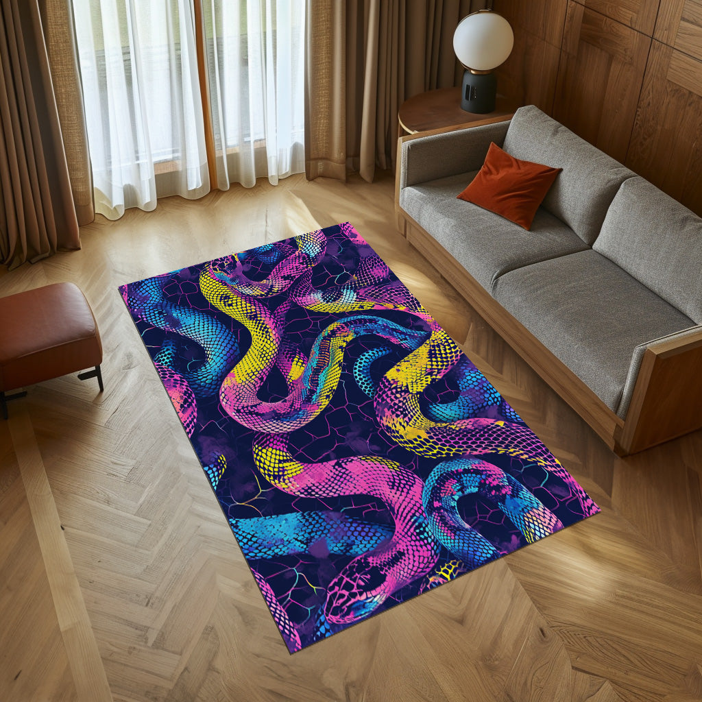 Neon Color Snakes Non-Slip Rug